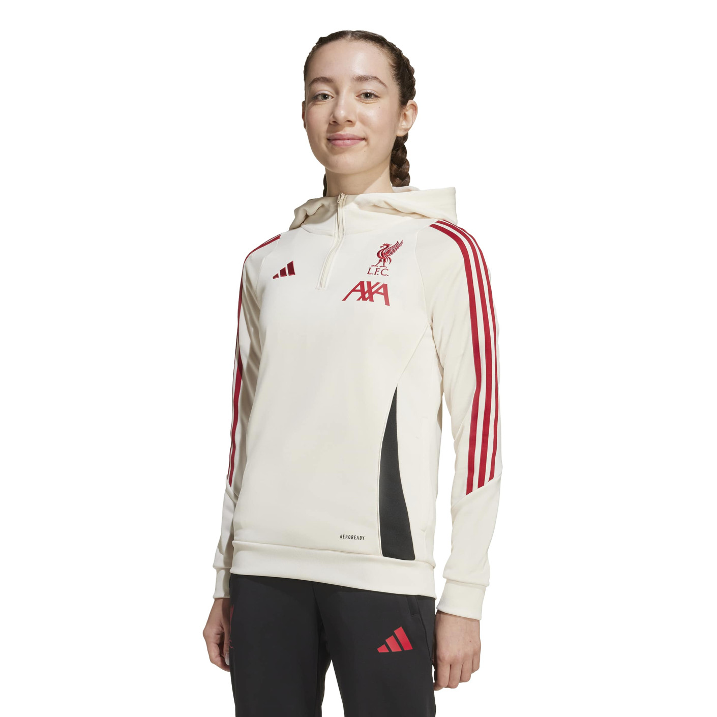 adidas Liverpool Track Sweat à Capuche 2025-2026 Enfants Blanc Rouge Noir