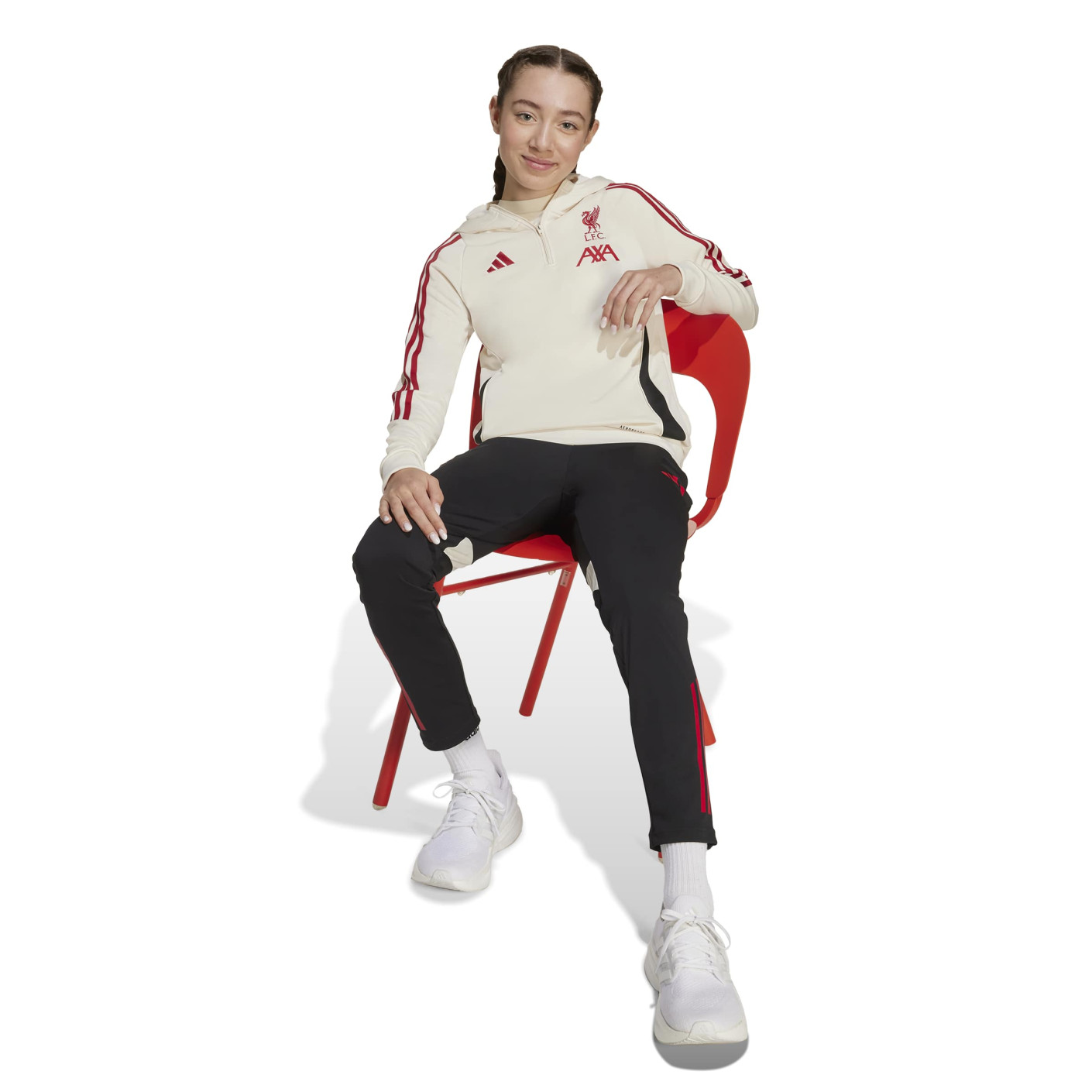 adidas Liverpool Track Trainingspak Hooded 2025-2026 Kids Wit Zwart Rood