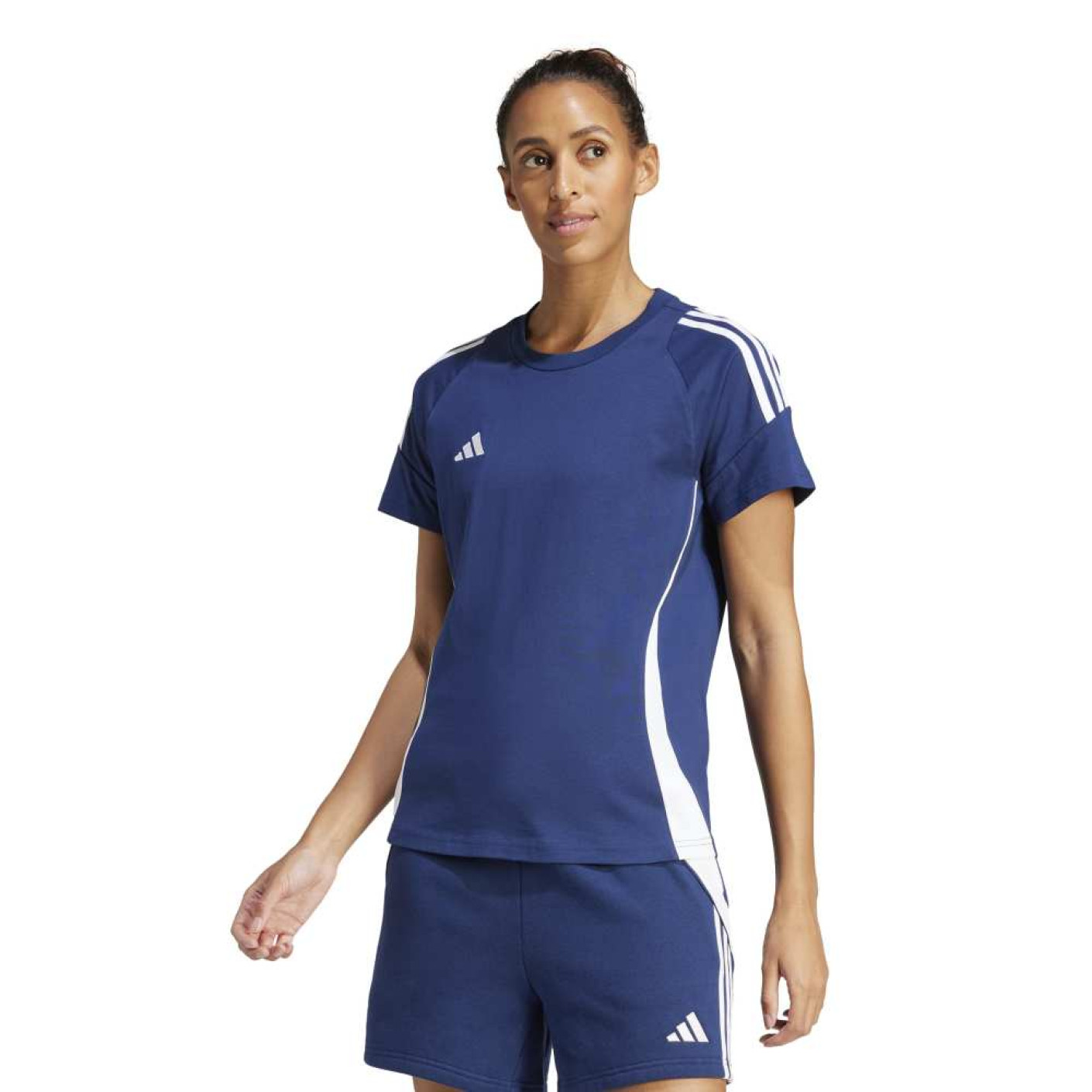 adidas Tiro 24 Sweat T-Shirt Dames Donkerblauw Wit