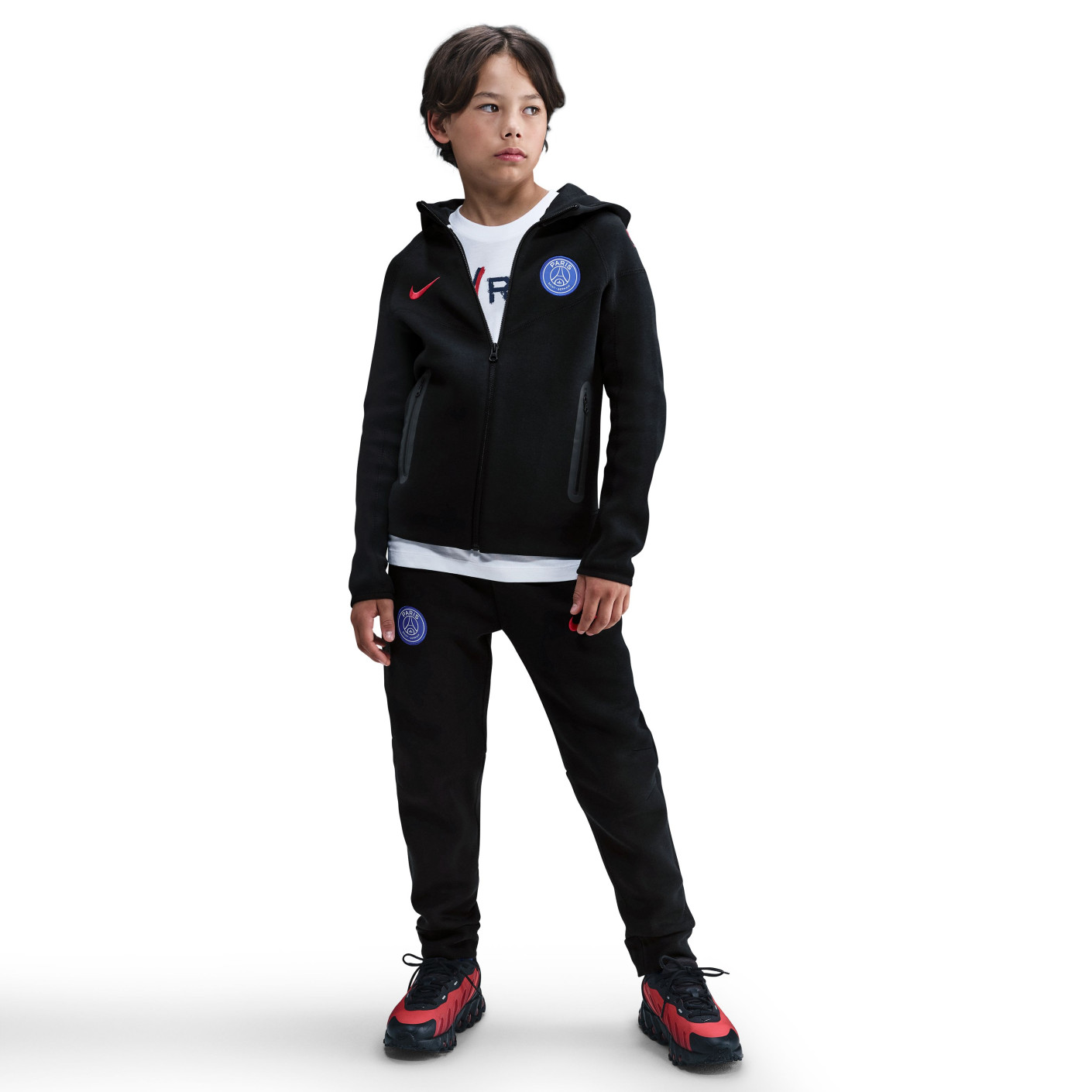 Nike Paris Saint-Germain Tech Fleece Pantalon de Jogging 2025-2026 Enfants Noir Rouge