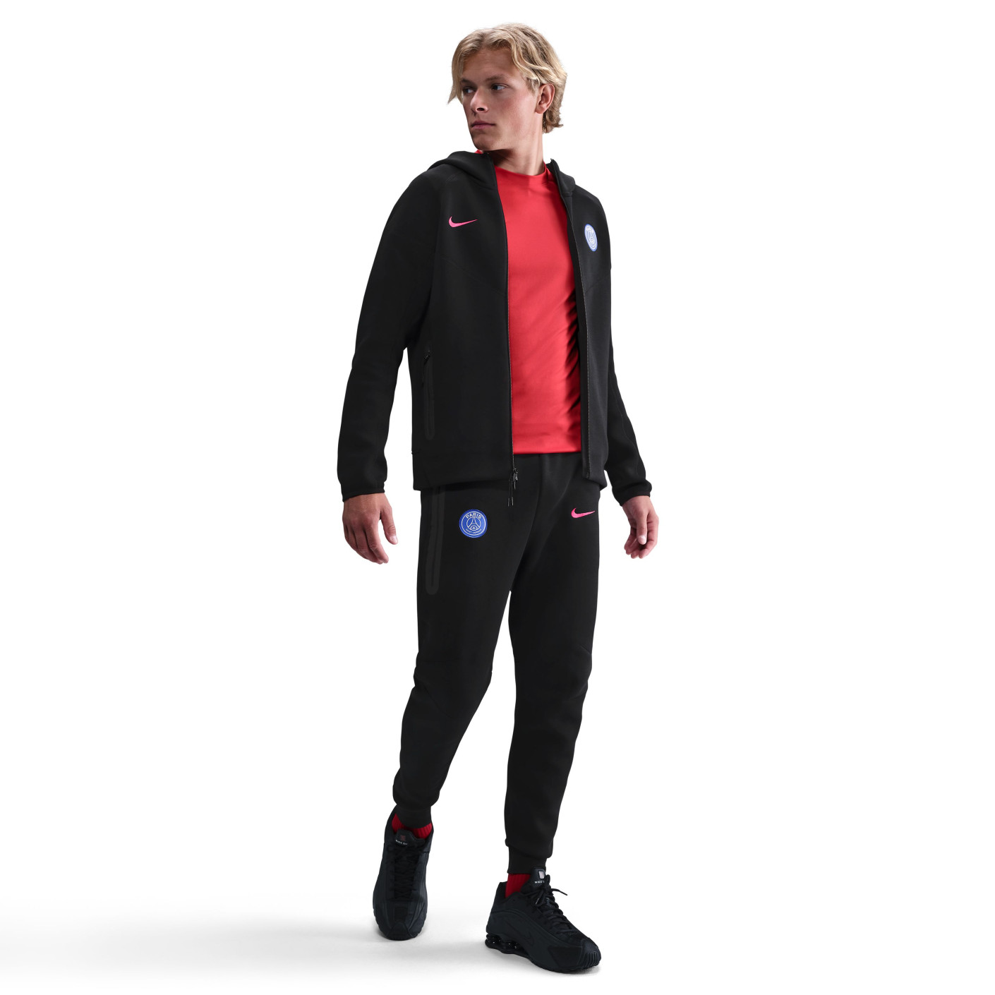 Nike Paris Saint-Germain Tech Fleece Survêtement Full-Zip 2025-2026 Noir Rouge