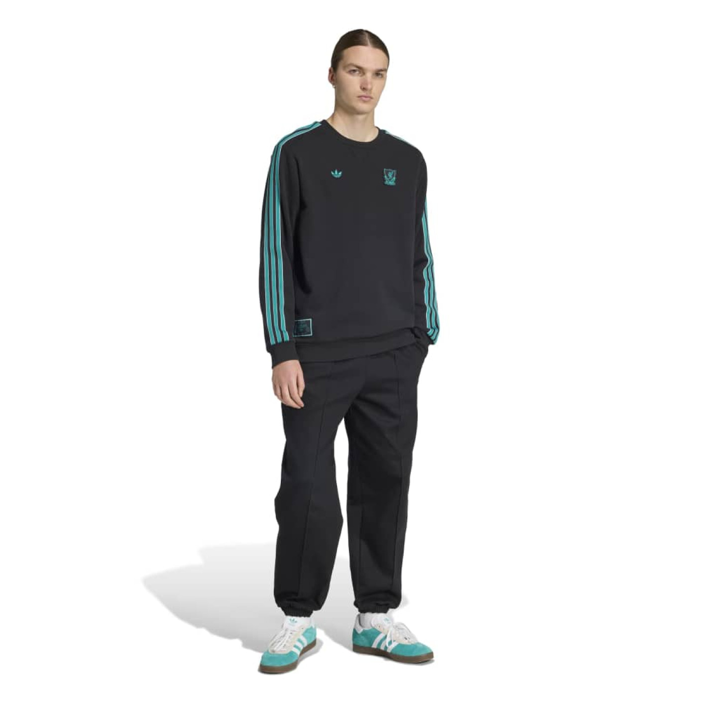 adidas Liverpool Terrace Icons Crew Trainingspak Zwart Groen Wit