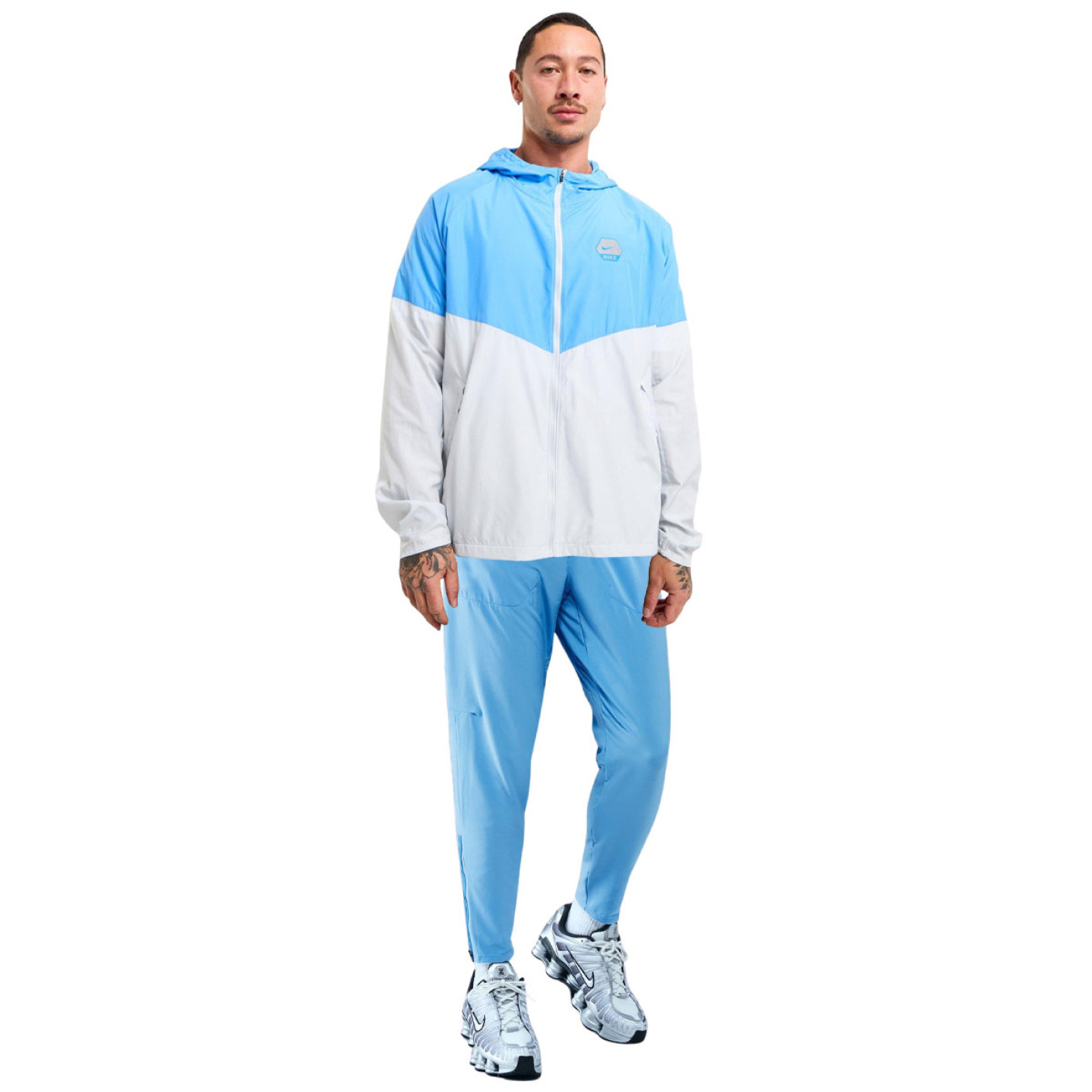 Survêtement de sport décontracté Nike Sportswear entièrement zippé à capuche gris clair bleu clair