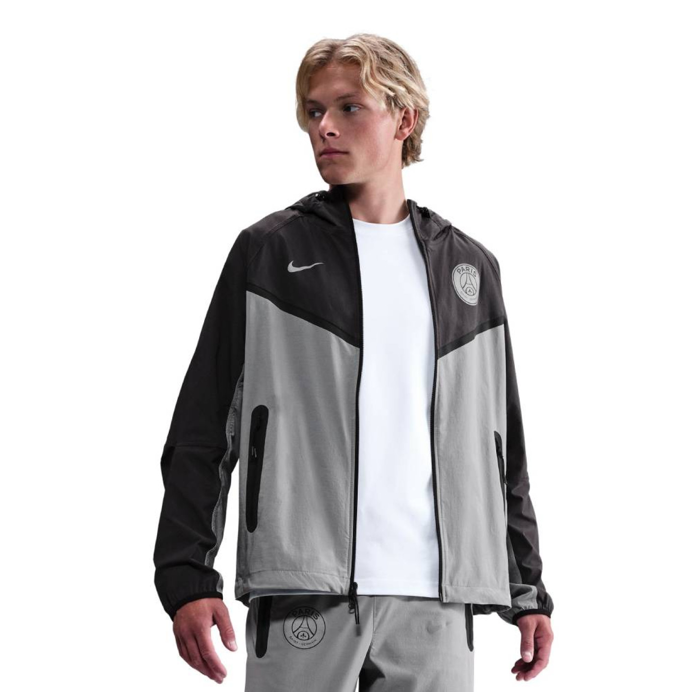 Nike Paris Saint-Germain Tech Woven Jack 2025-2026 Grijs Zilver Zwart