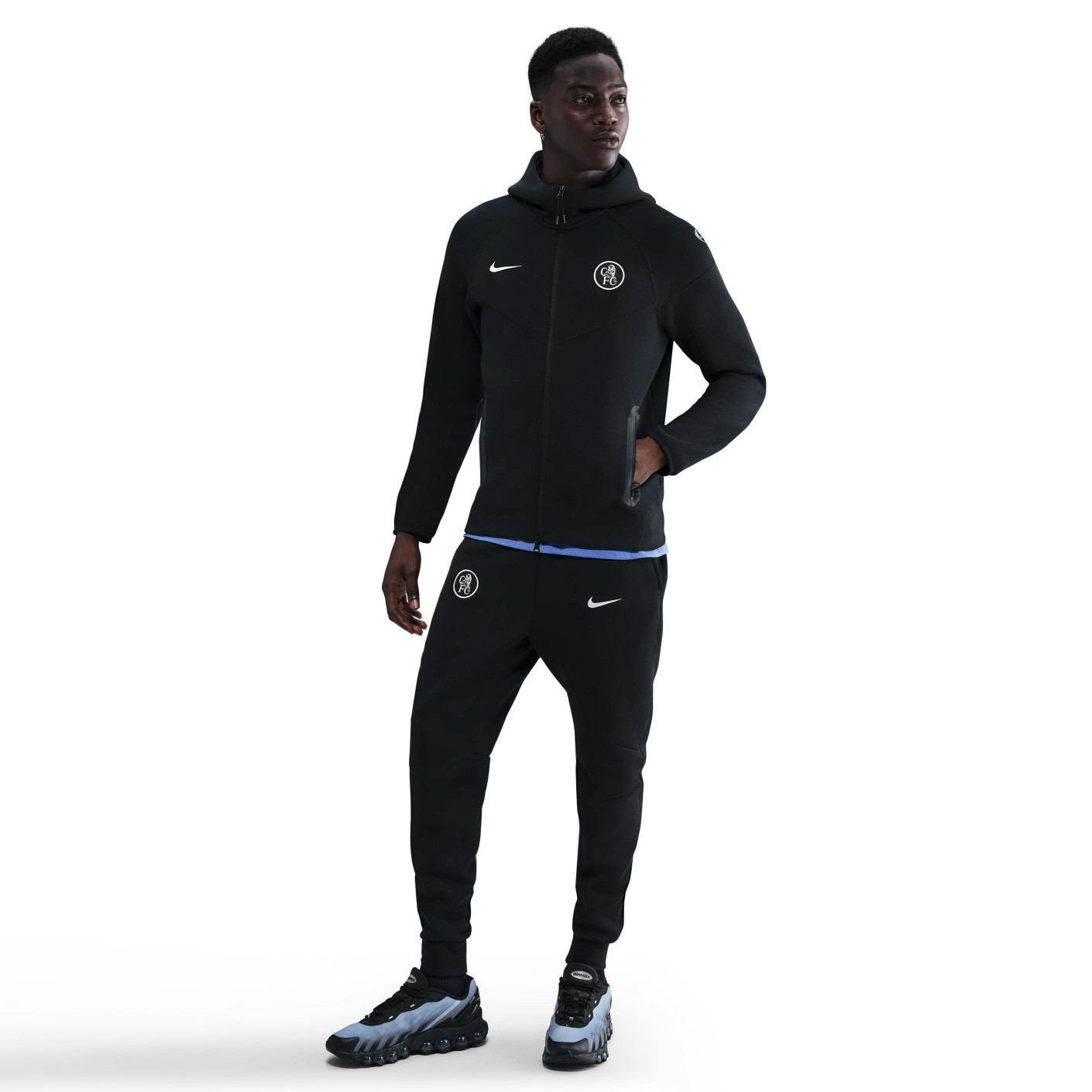 Nike Chelsea Tech Fleece Trainingspak Full-Zip 2025-2026 Zwart Wit
