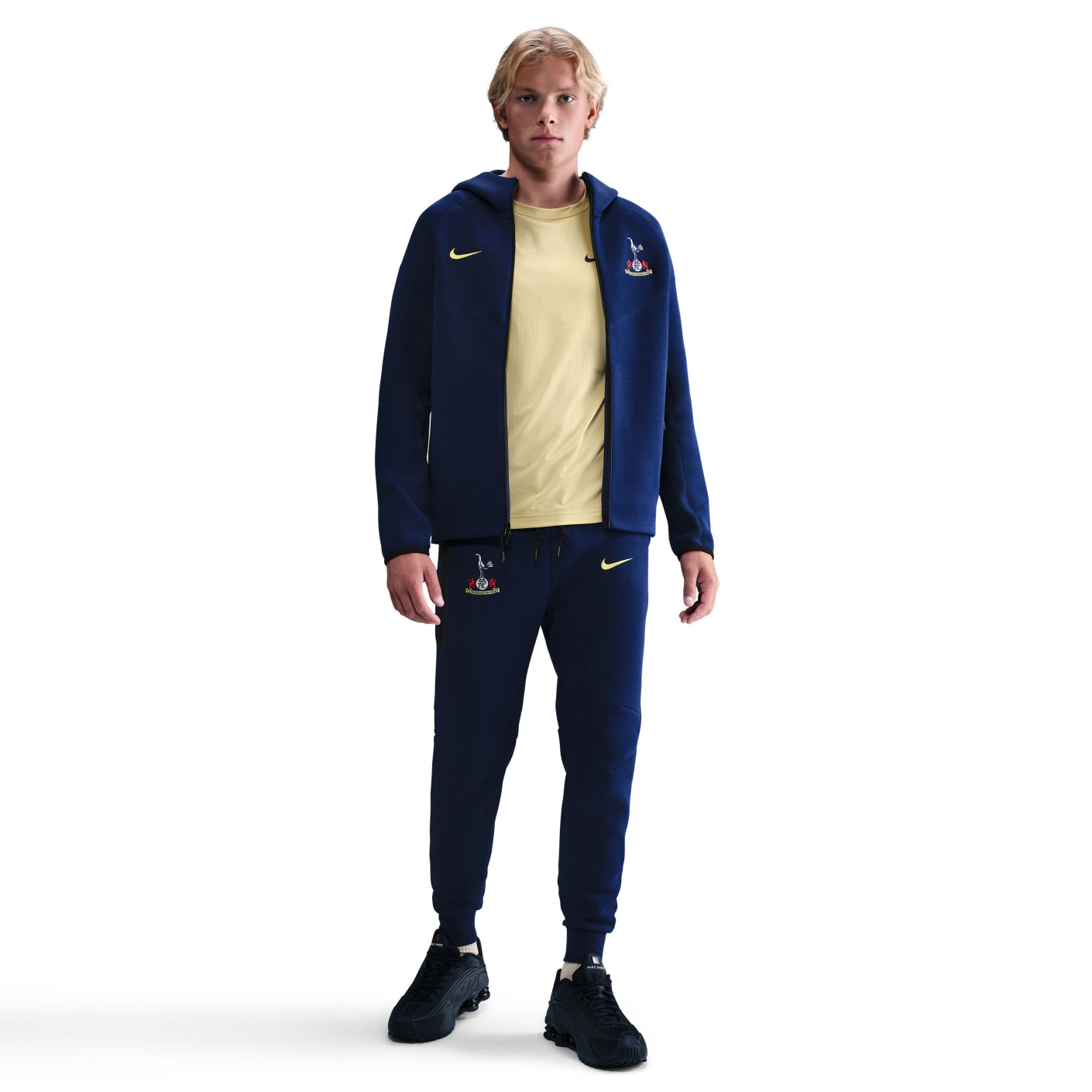 Nike Tottenham Hotspur Tech Fleece Survêtement Full-Zip 2025-2026 Bleu Foncé Jaune