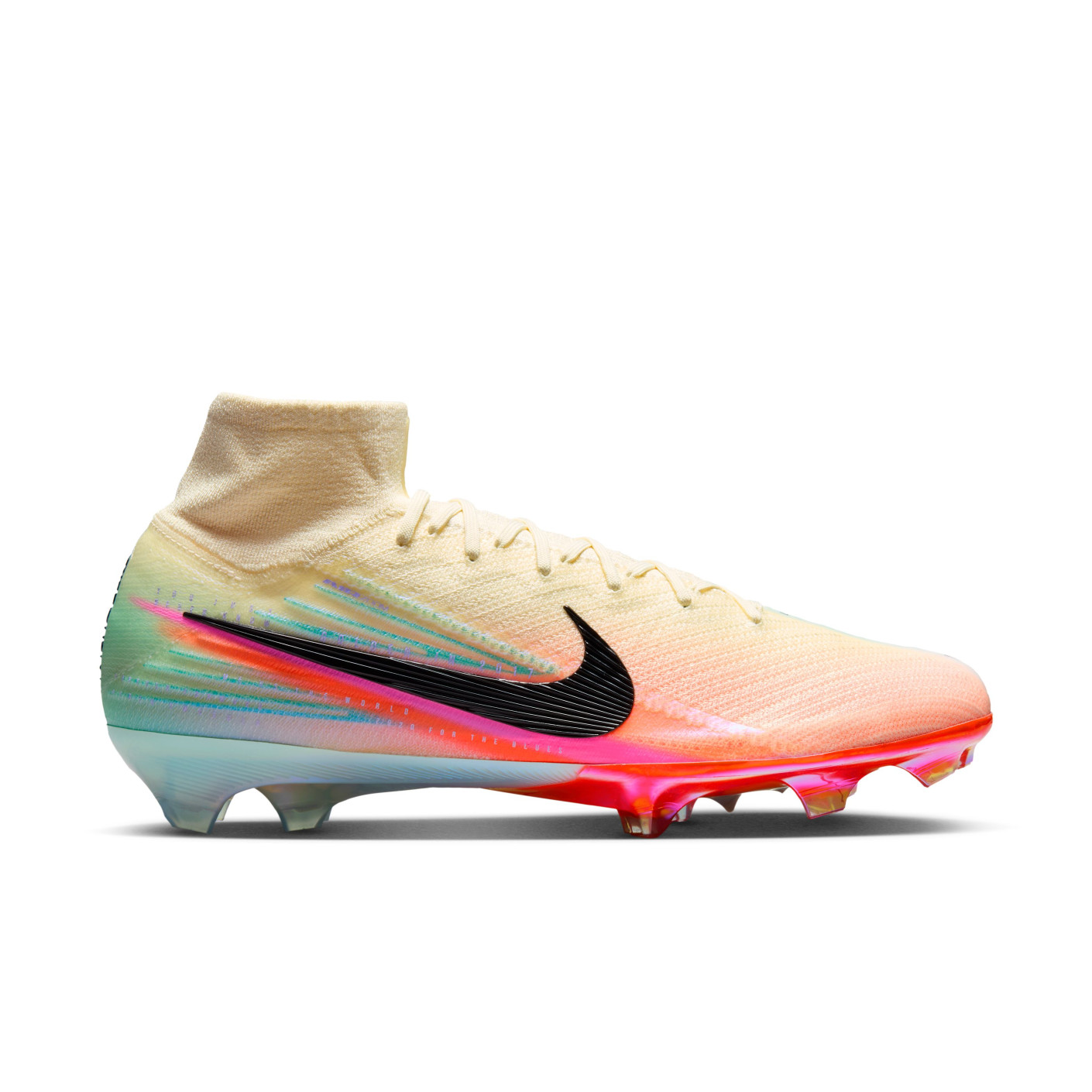 Nike Zoom Mercurial Superfly 10 Kerr Elite Gazon Naturel Chaussures de Foot (FG) Jaune Clair Rose Turquoise