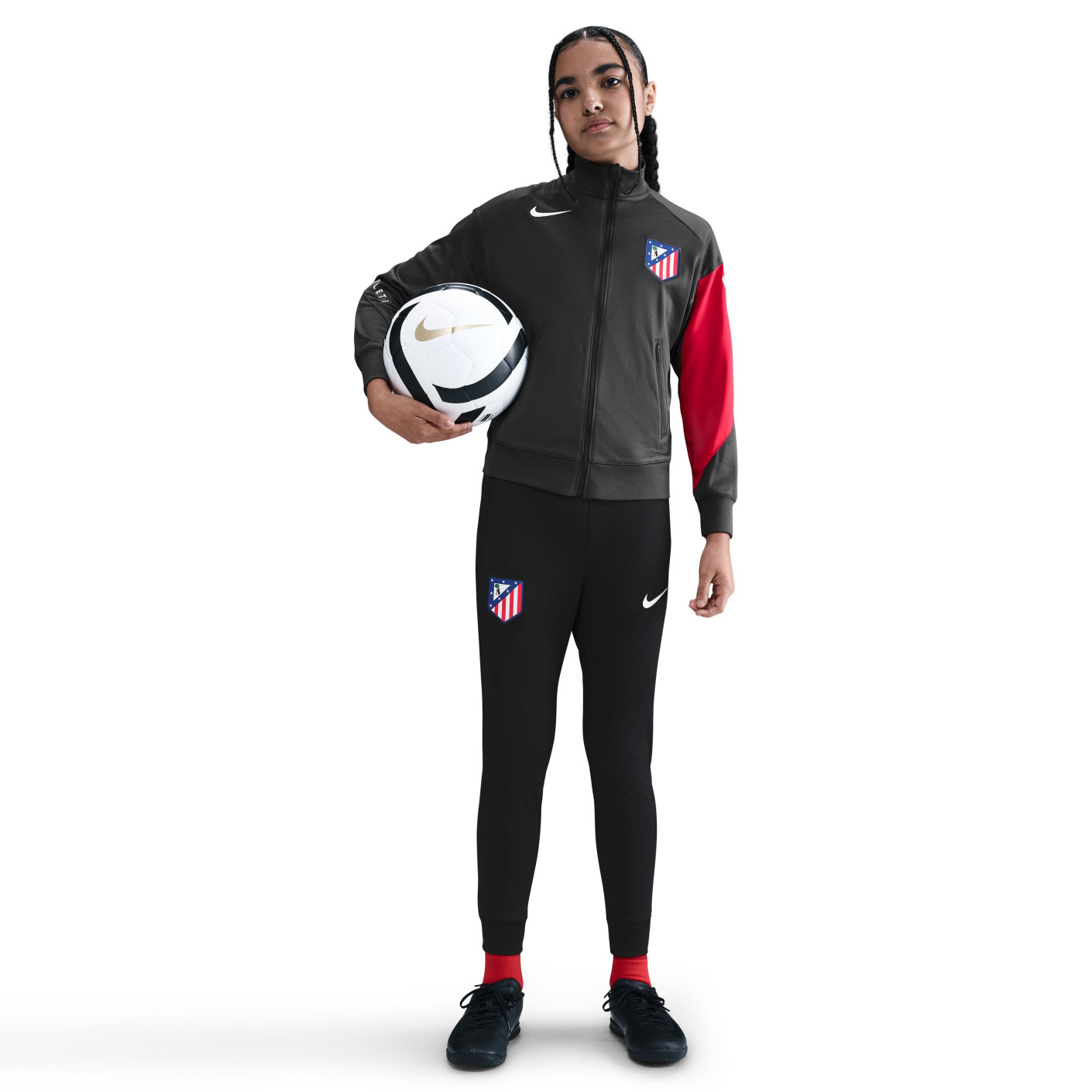 Nike Atletico Madrid Strike Trainingspak Full-Zip 2025-2026 Kids Grijs Zwart Rood Wit