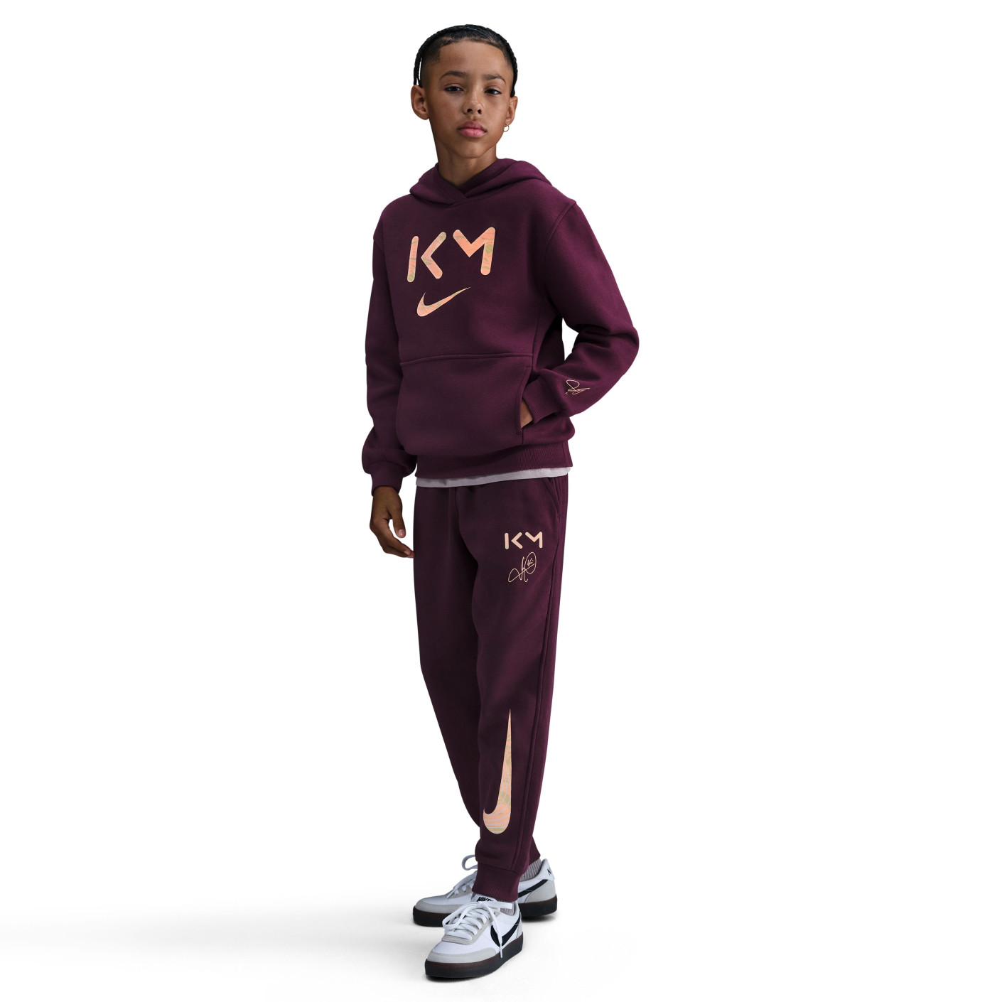 Nike Kylian Mbappé Club Fleece Survêtement de Jogging à Capuche Enfants Bordeaux Orange