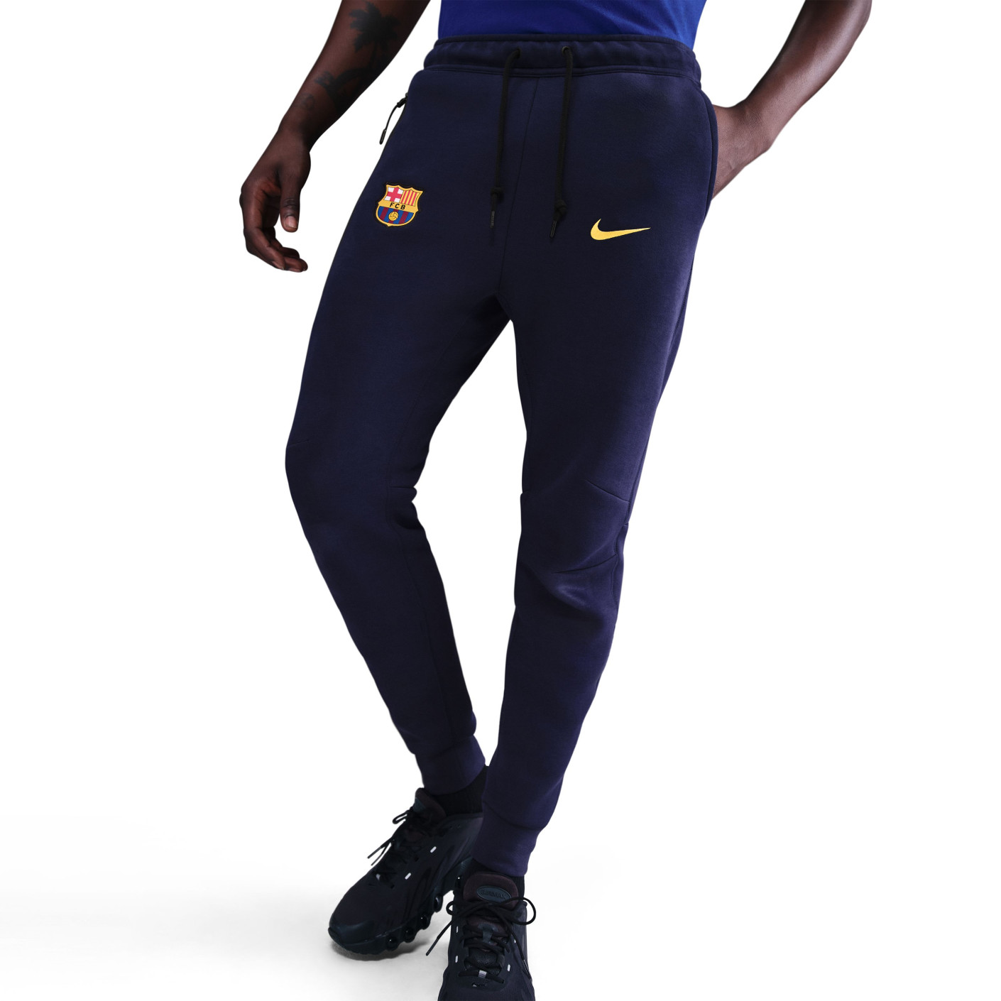 Nike FC Barcelone Tech Fleece Pantalon de Jogging 2025-2026 Mauve Foncé Doré