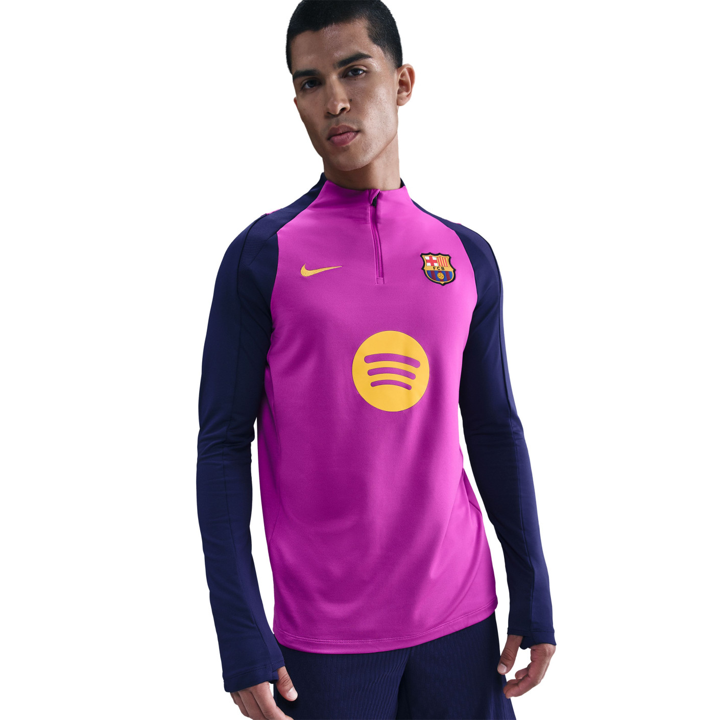 Nike FC Barcelona Strike Trainingstrui 1/4-Zip 2025-2026 Felpaars Donkerblauw Goud