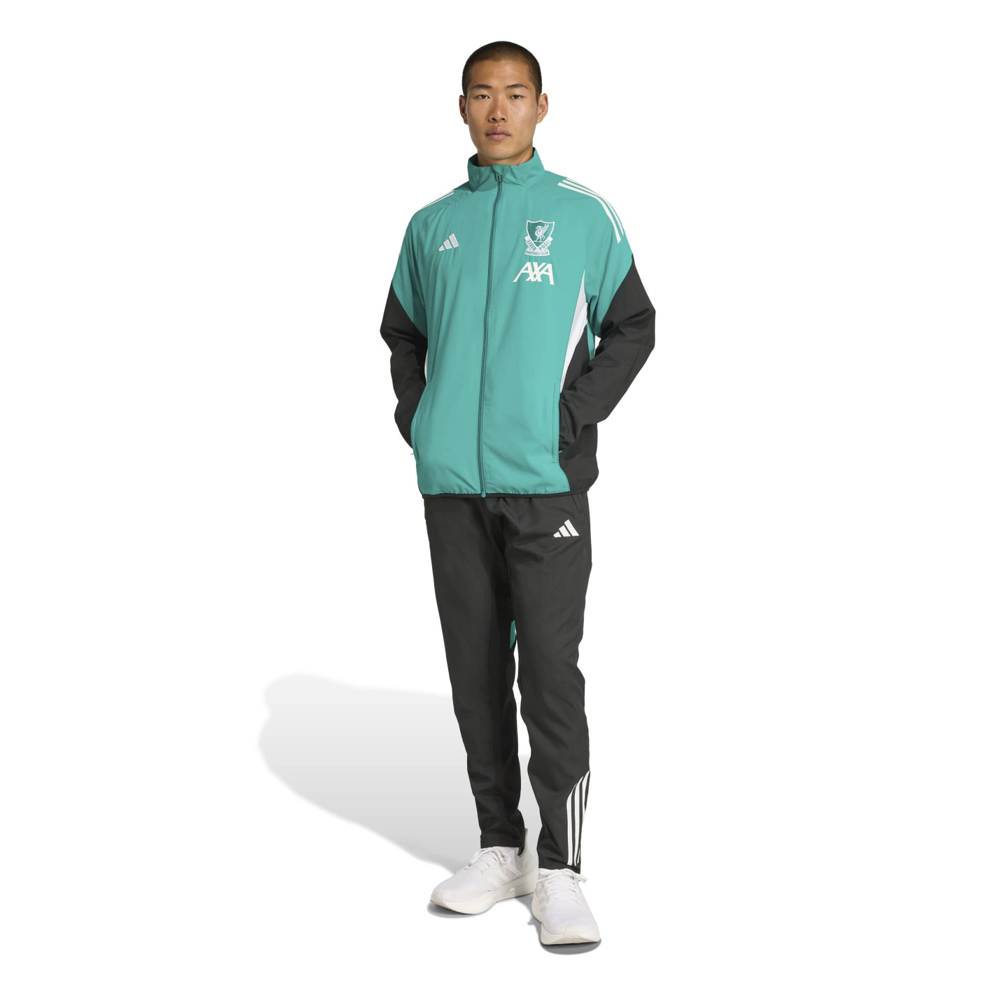 adidas Liverpool Presentatie Trainingspak Full-Zip Europees 2025-2026 Groen Zwart Wit