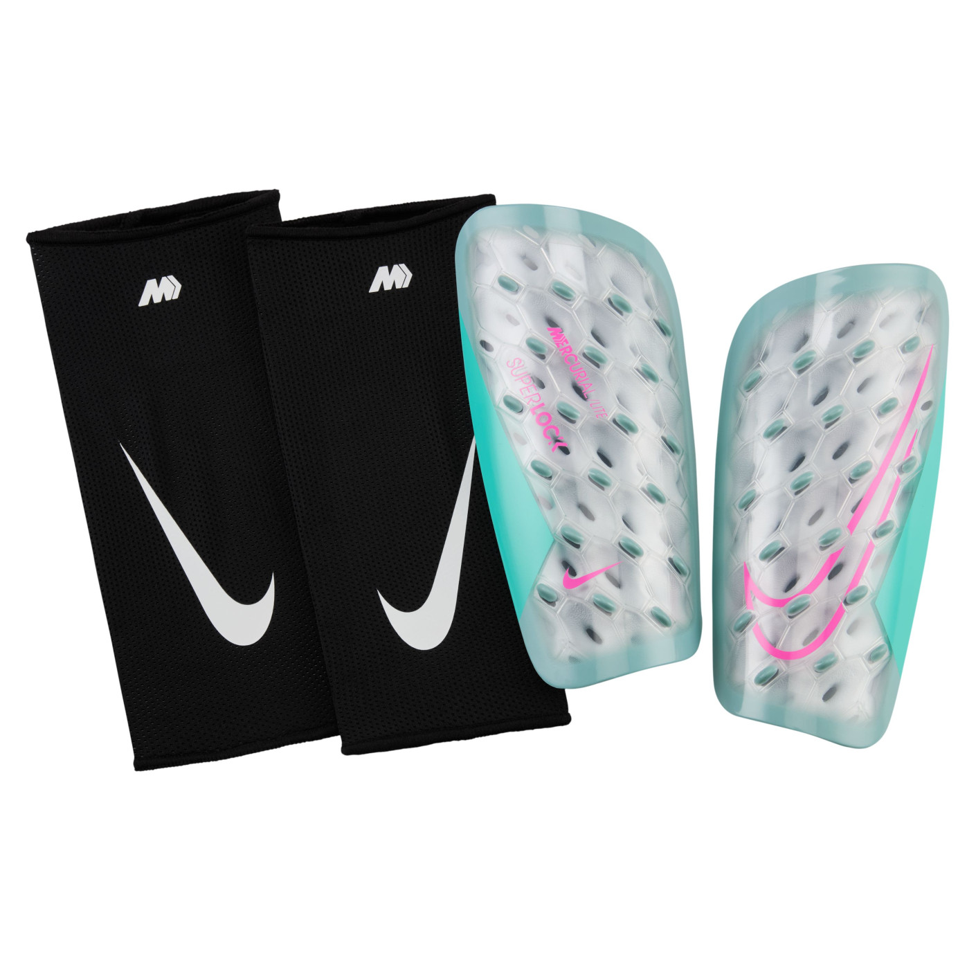 Nike Mercurial Lite Superlock Protège-Tibias Gris Bleu Clair Rose Vif
