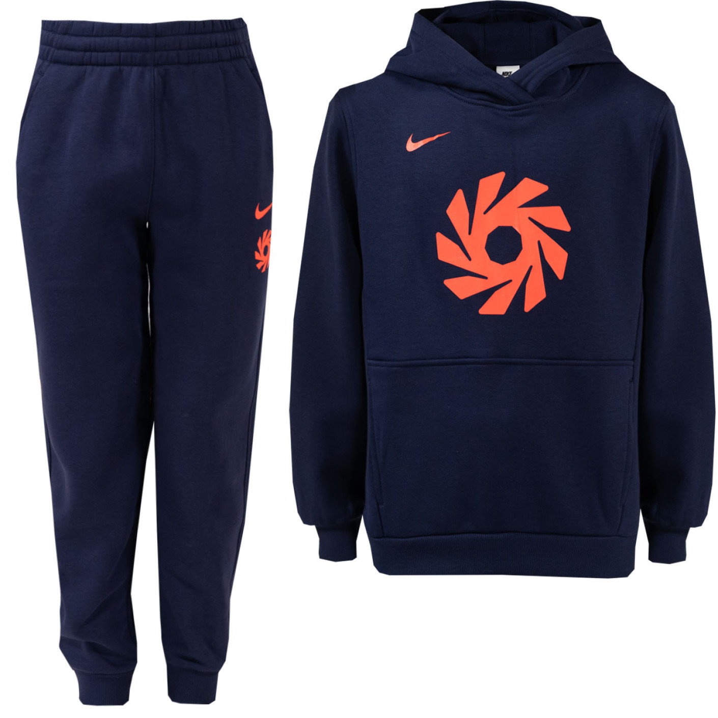 Nike Erling Haaland Club Fleece Joggingpak Hooded Kids Donkerblauw Felrood