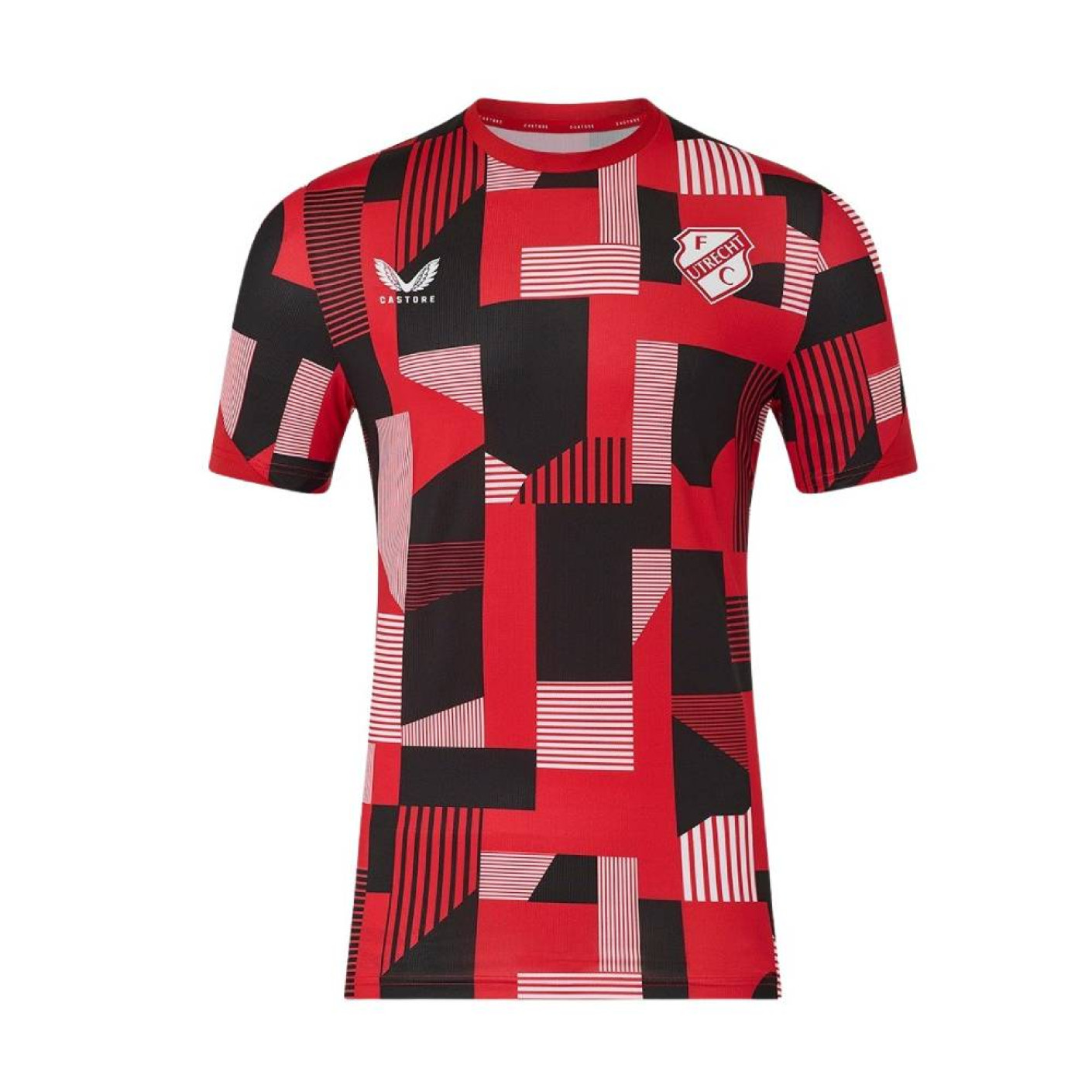 Maillot d'entraînement d'avant-match Castore FC Utrecht 2025-2026 rouge anthracite blanc