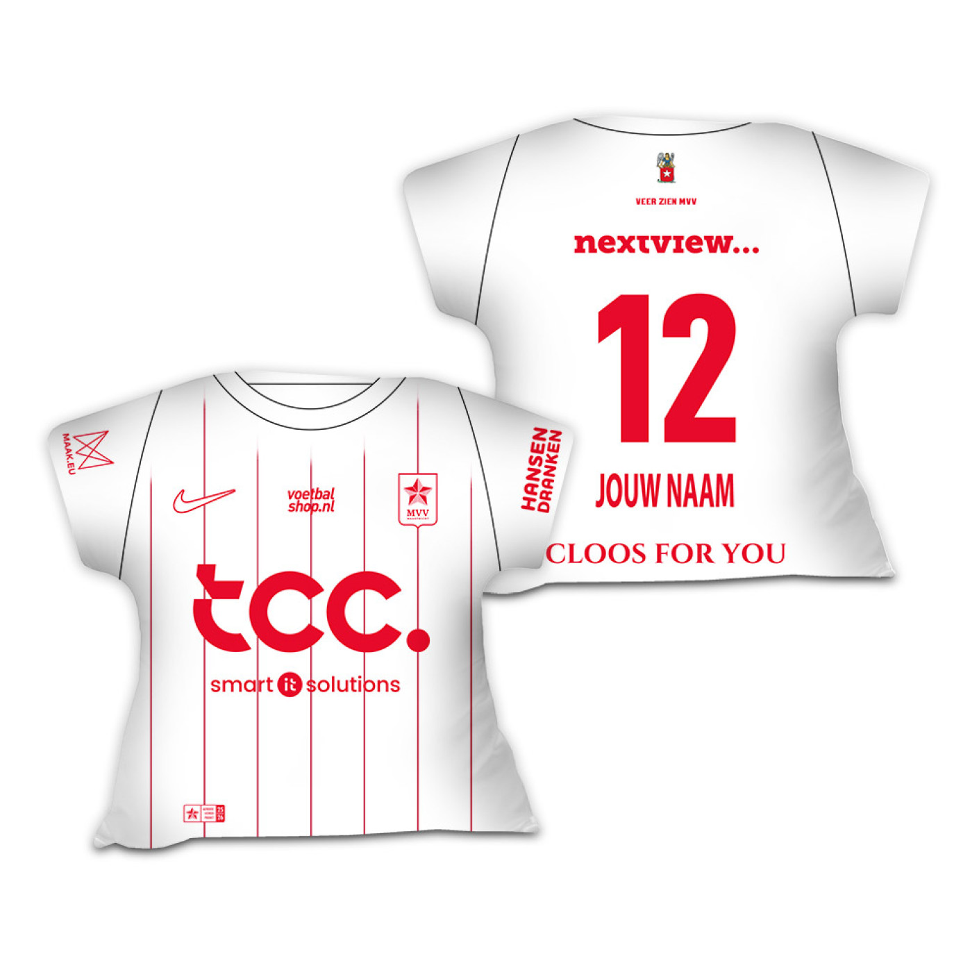 MVV Maastricht Shirtkussen 3e shirt 2025-2026 Gepersonaliseerd