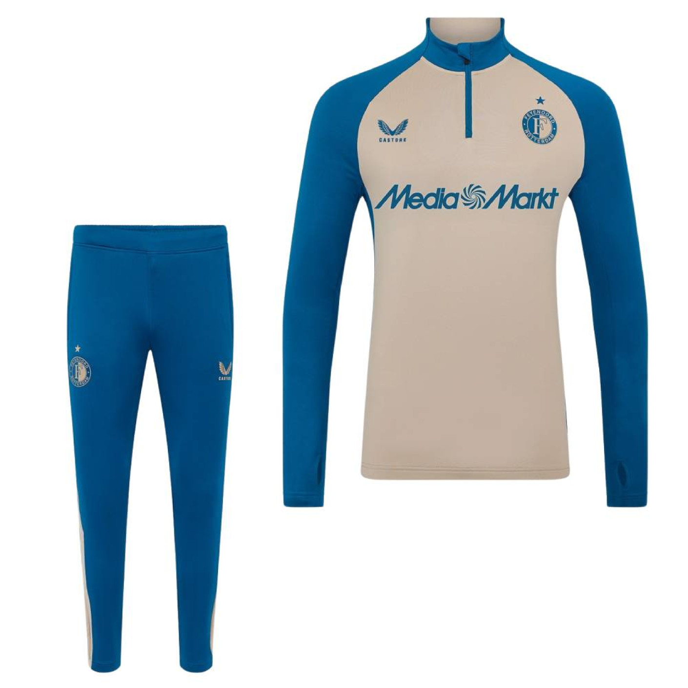 Castore Feyenoord Pre-Match Trainingspak 1/4-Zip 2025-2026 Donkerblauw Grijs