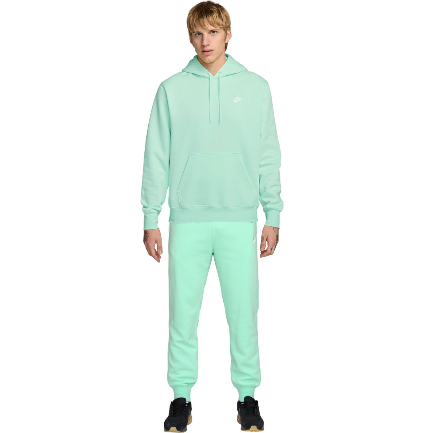 Combinaison de jogging en polaire Nike Sportswear Club à capuche vert menthe et blanc