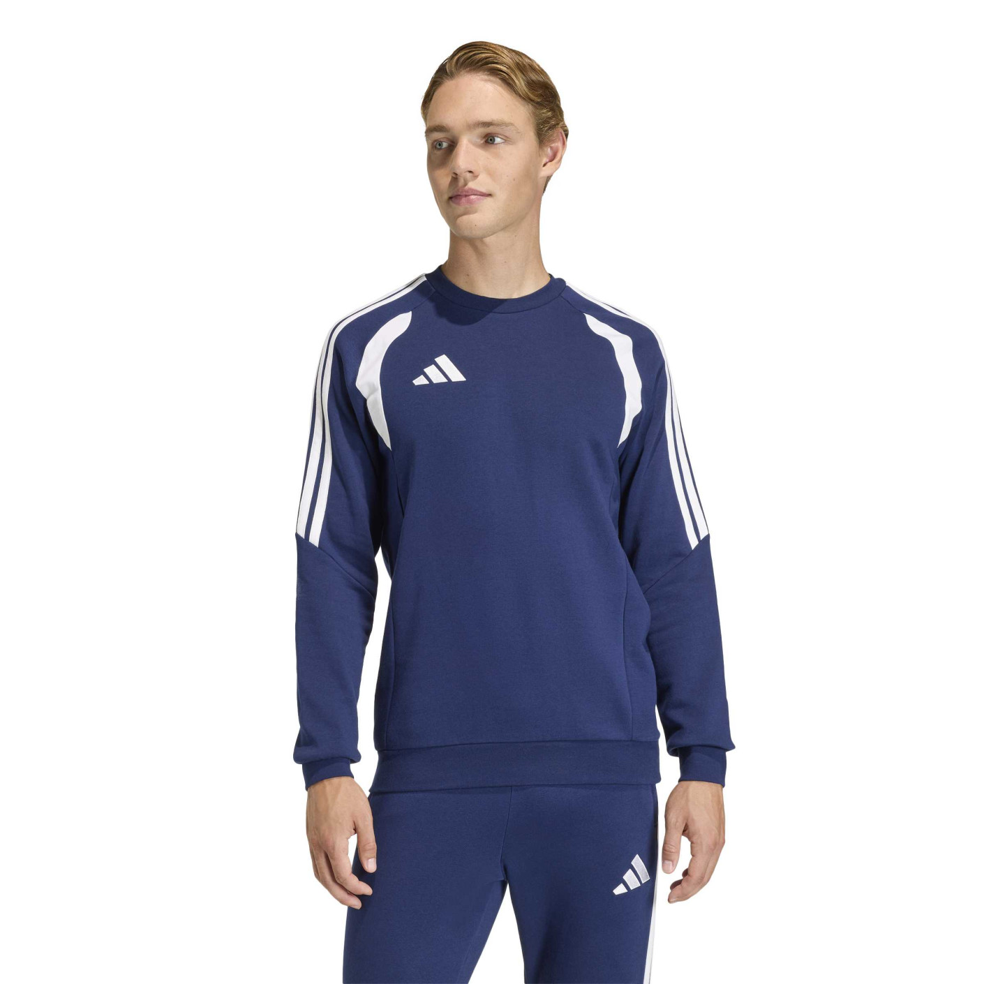 Pull adidas Tiro 26 League Crew bleu foncé et blanc
