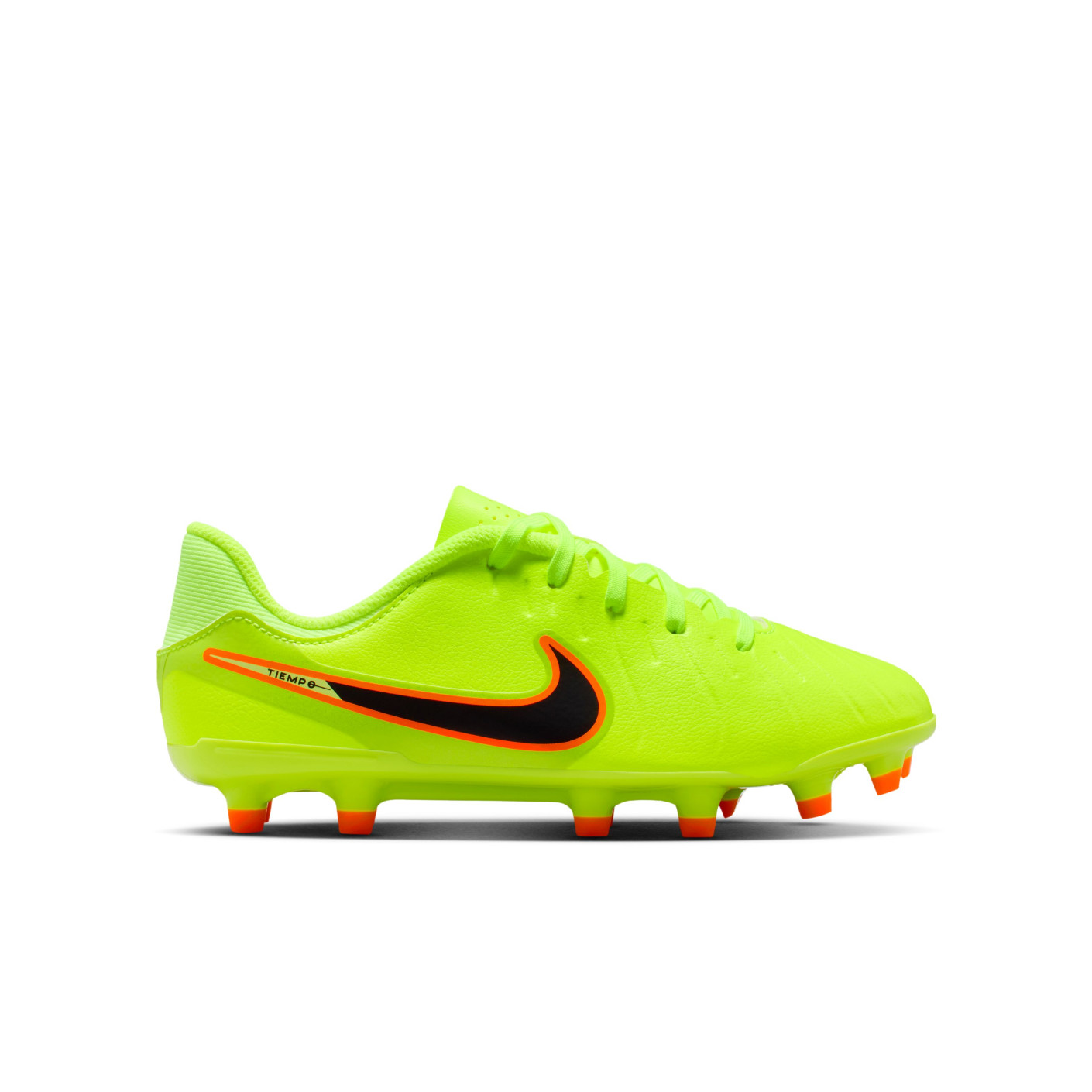 Nike Tiempo Legend 10 Academy Gras / Kunstgras Voetbalschoenen (MG) Kids Neongeel Zwart Oranje
