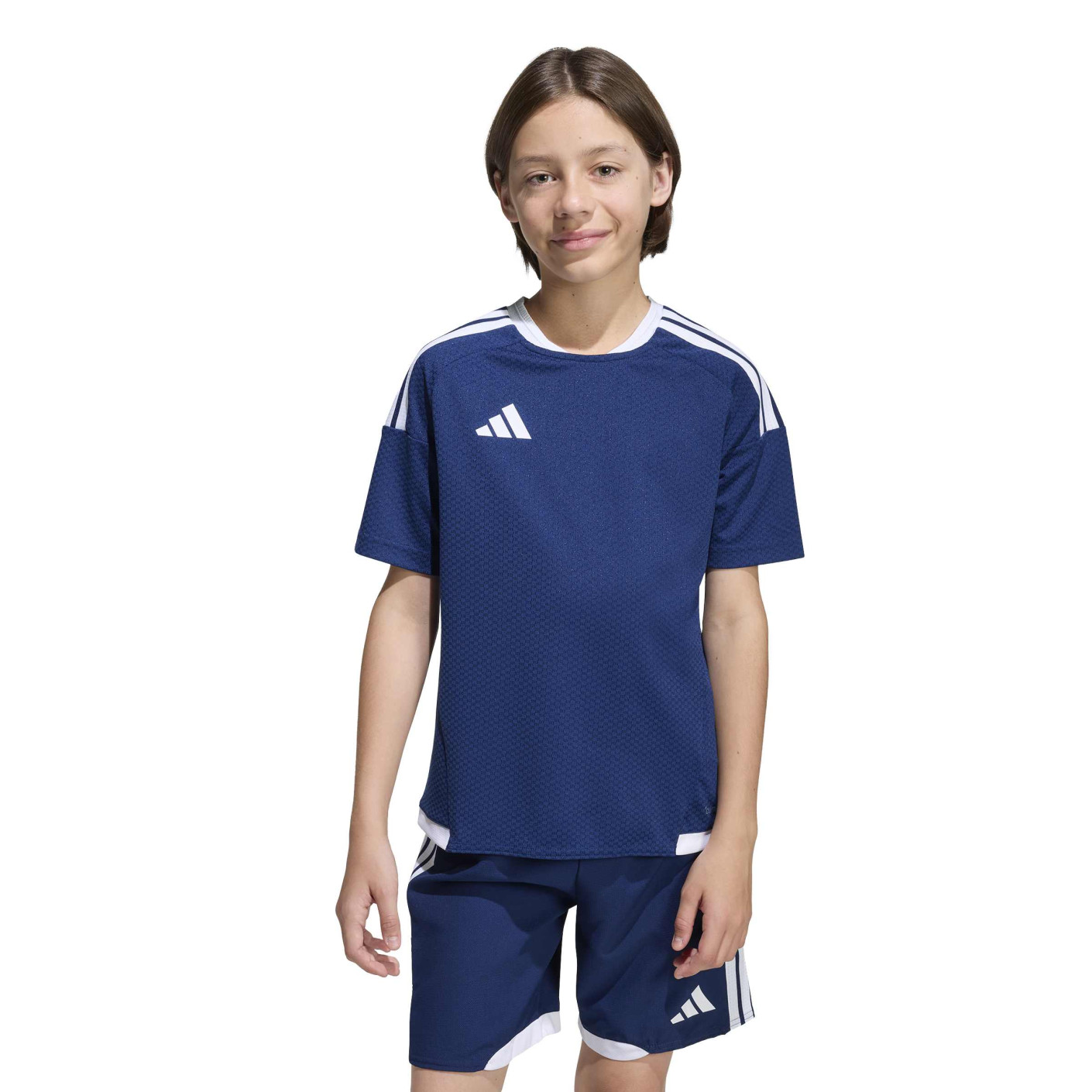 Maillot de football adidas Tiro 26 Competition pour Enfants, bleu foncé et blanc