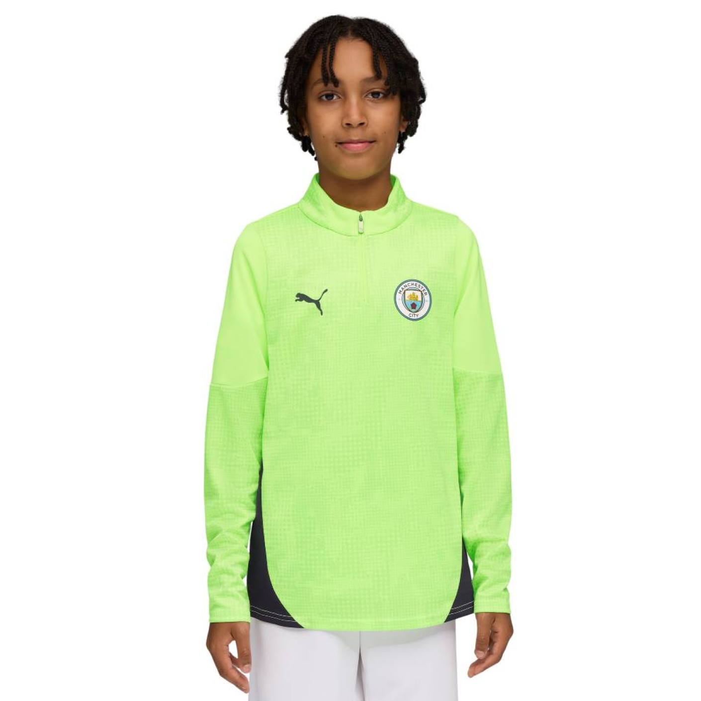 PUMA Manchester City Trainingstrui 1/4-Zip 2025-2026 Kids Lichtgroen Donkerblauw