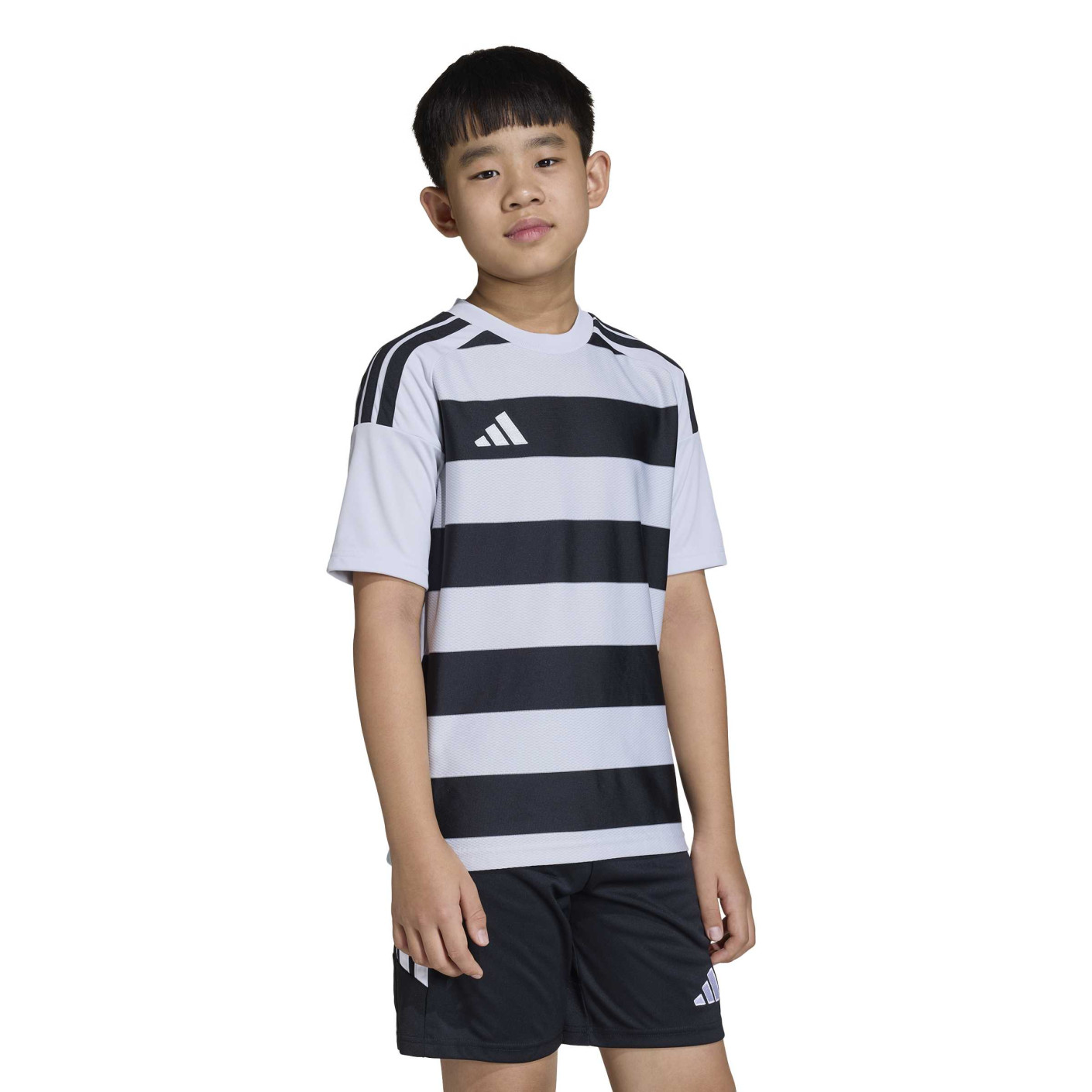 Maillot de football adidas Hooped 26 pour Enfants, gris et noir