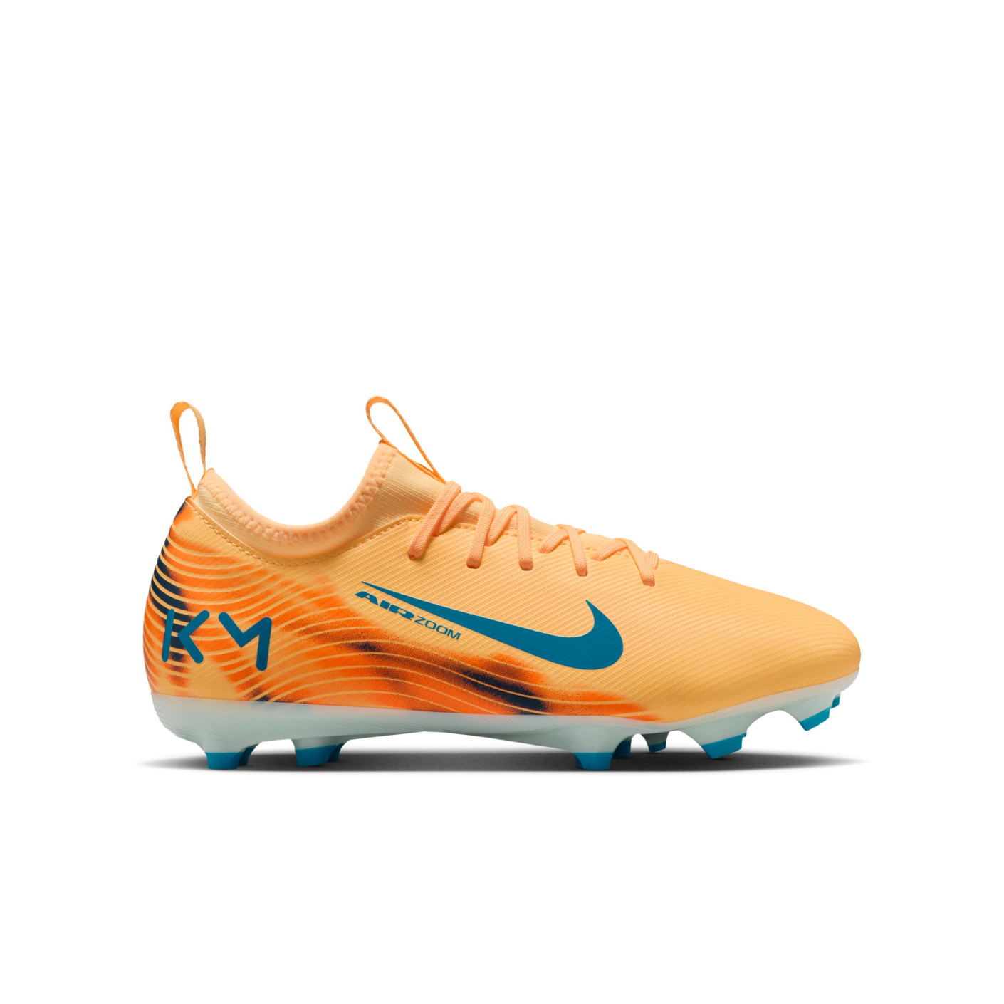 Nike Zoom Mercurial Vapor 16 Mbappé Academy Gras / Kunstgras Voetbalschoenen (MG) Kids Lichtoranje Turquoise