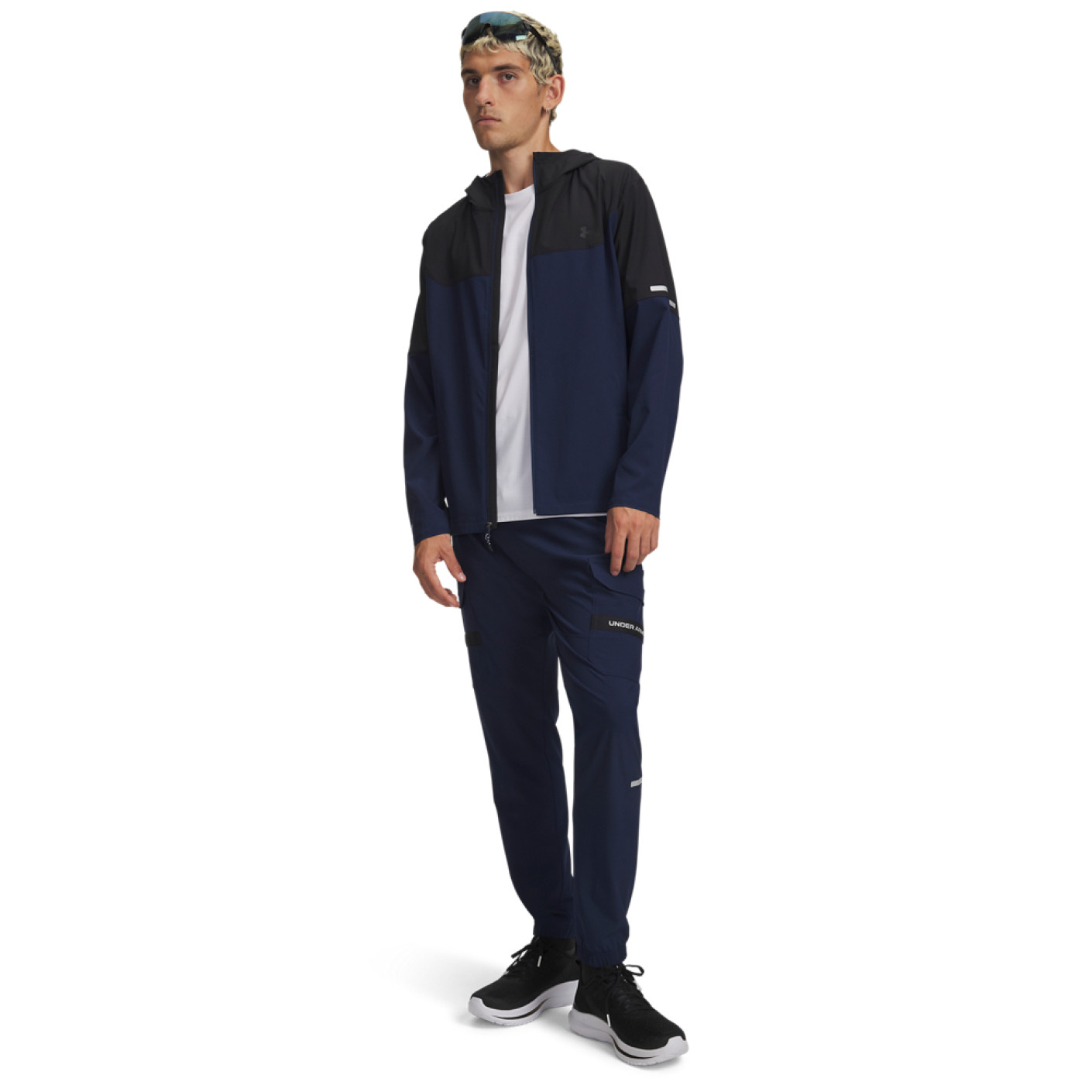 Survêtement tissé utilitaire Under Armour Tech, entièrement zippé, bleu foncé, noir