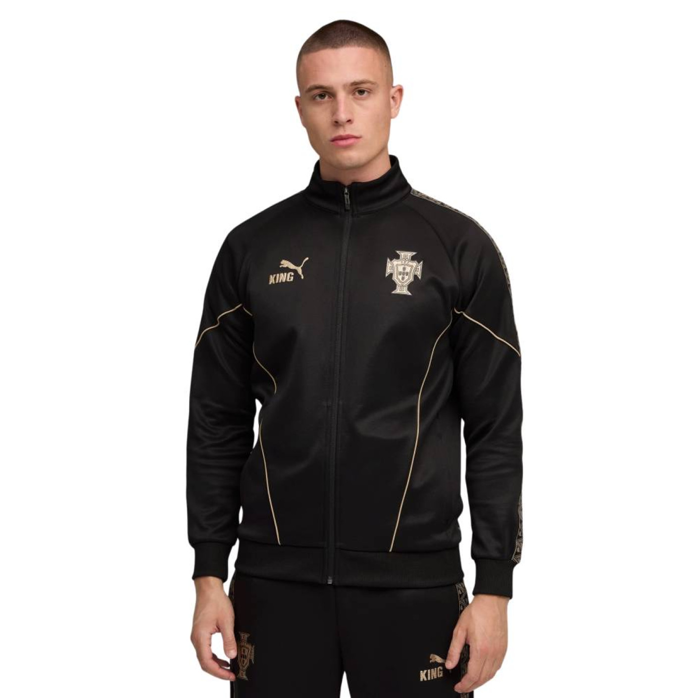 PUMA Portugal Pantera Negra Anthem Veste à Capuche Woven Noir Doré