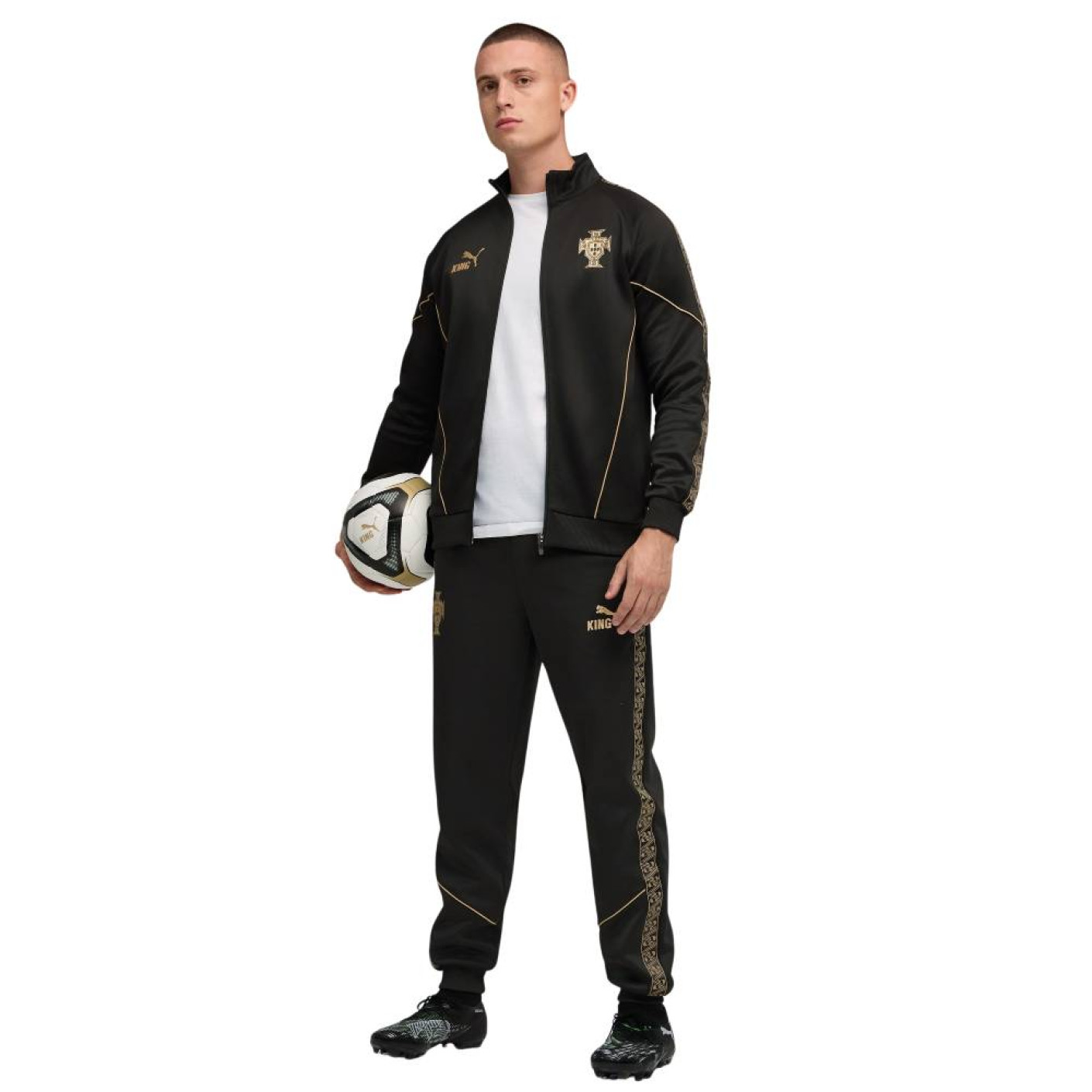 PUMA Portugal Pantera Negra Anthem Survêtement à Capuche Woven Noir Doré