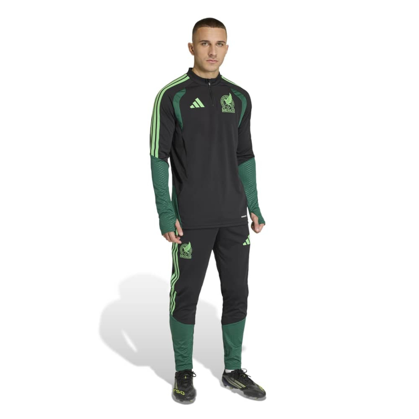 adidas Mexico Trainingspak 1/4-Zip 2026-2028 Zwart Lichtgroen Groen