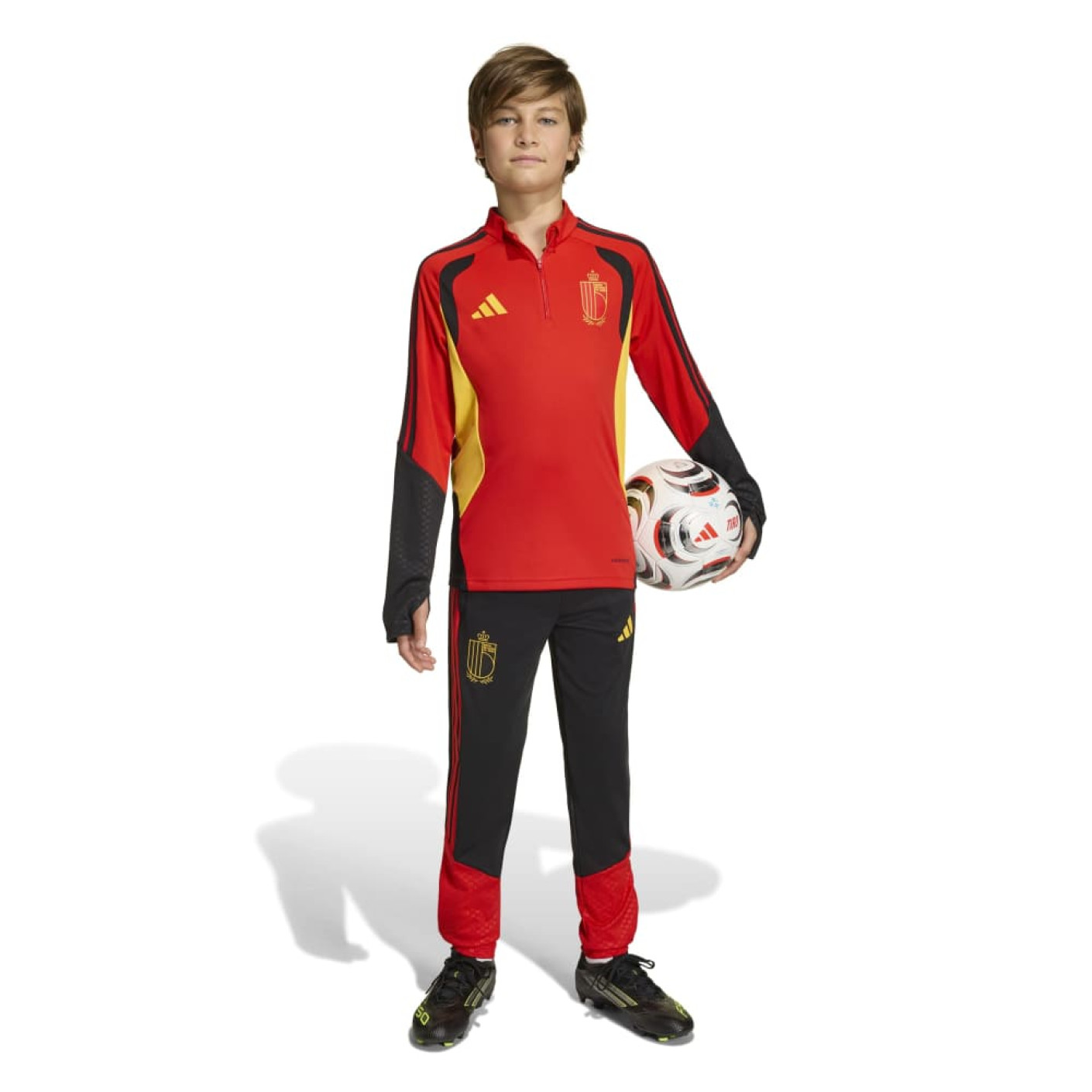 adidas Belgique Survêtement 1/4-Zip 2026-2028 Enfants Rouge Noir Jaune