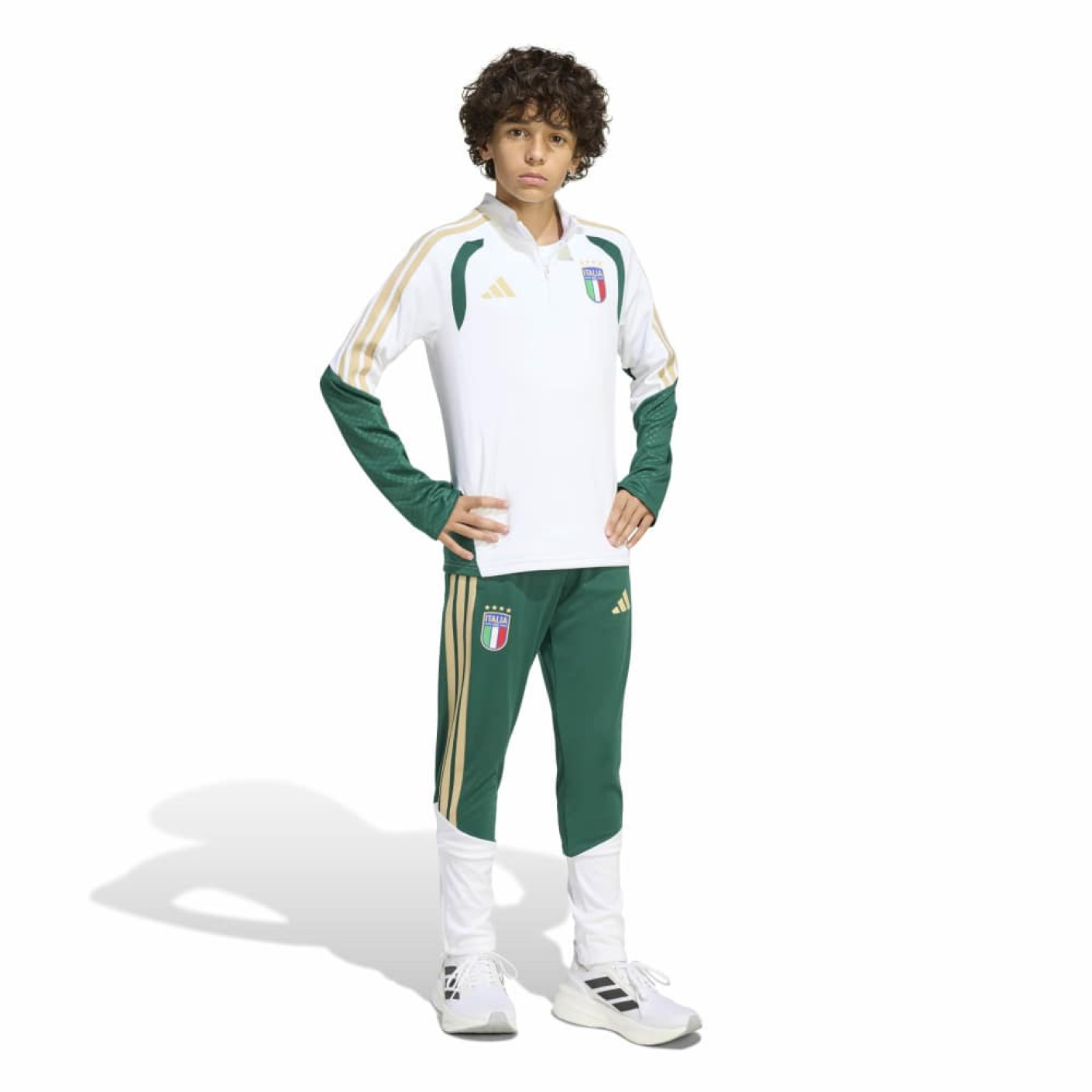adidas Italië Trainingspak 1/4-Zip 2025-2028 Kids Wit Groen Goud