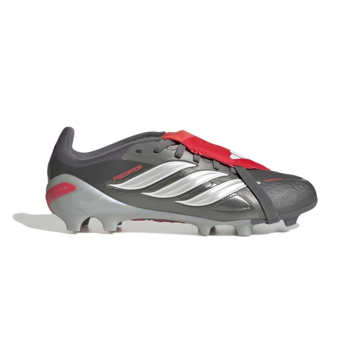 adidas Predator Elite FT Gras Voetbalschoenen (FG) Kids Donkergrijs Wit Zilver Rood