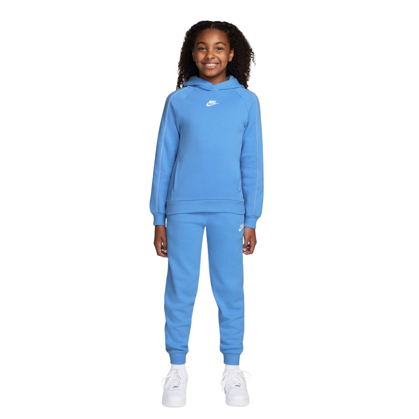 Survêtement polaire à capuche Nike Sportswear Club pour Enfants, bleu clair et blanc