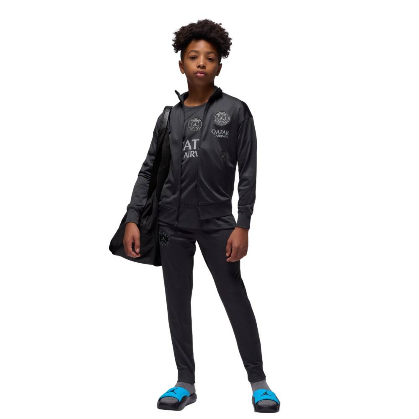 Nike Paris Saint-Germain x Jordan Strike Survêtement 1/4-Zip 2025-2026 Enfants Noir Gris