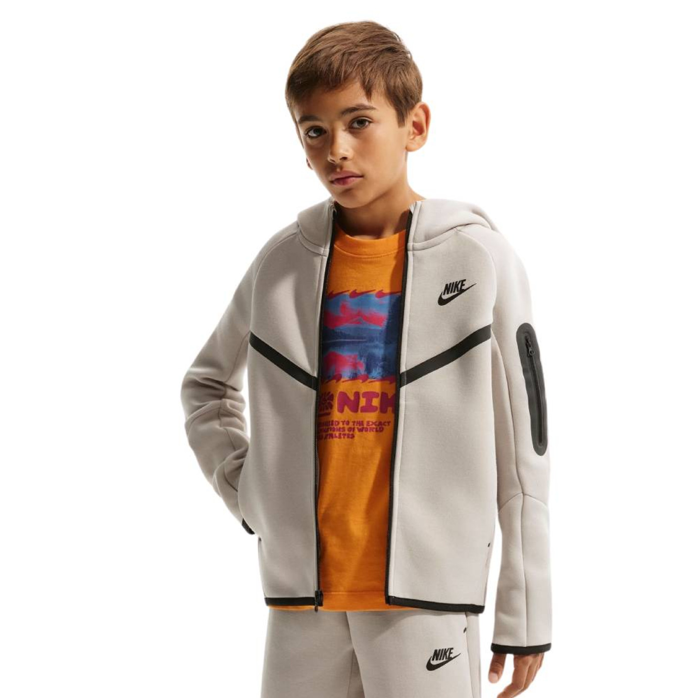 Gilet de sport Nike Tech Fleece pour Enfants Beige Noir