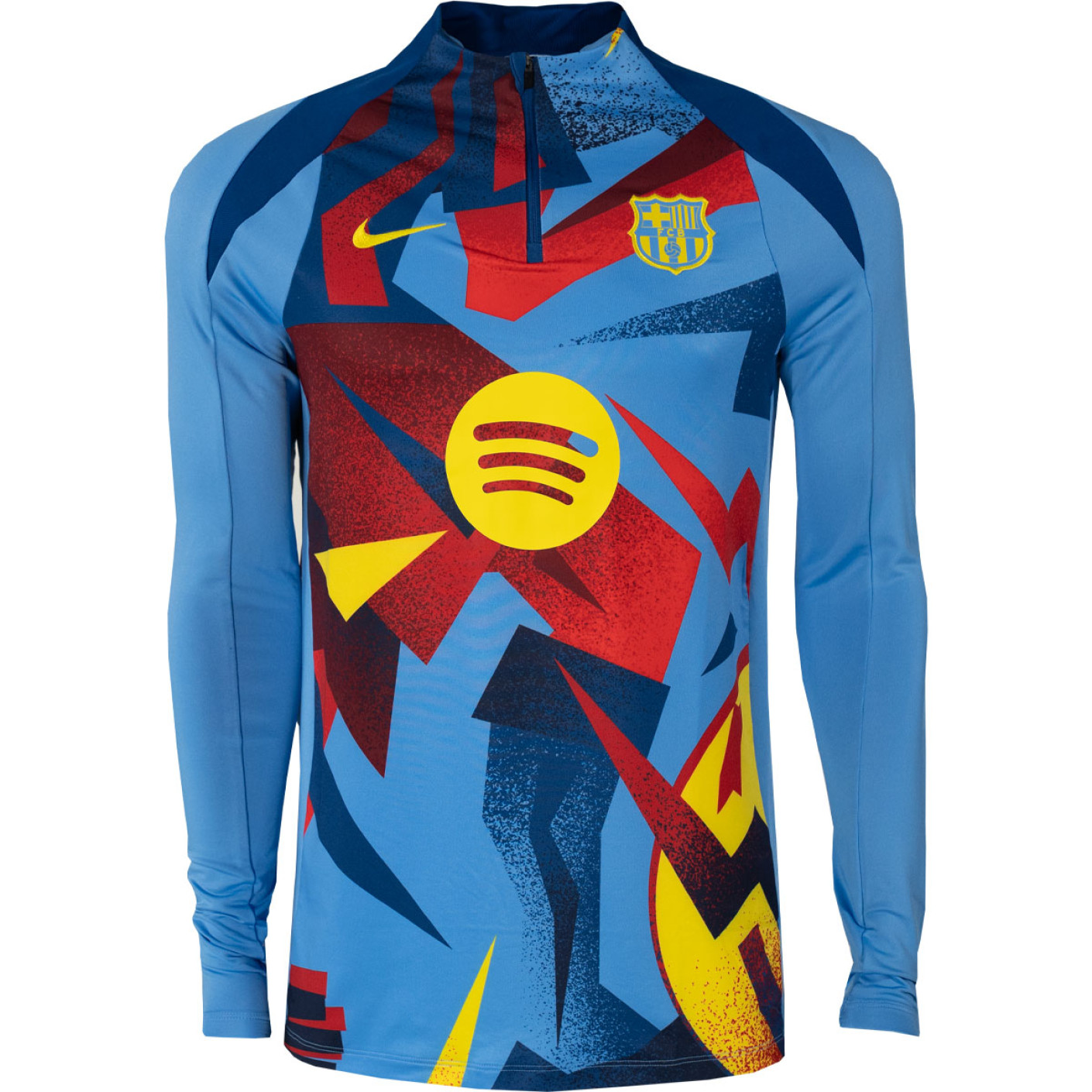 Haut d'entraînement Nike FC Barcelona Pre-Match Strike 1/4 Zip 2025-2026 bleu foncé jaune