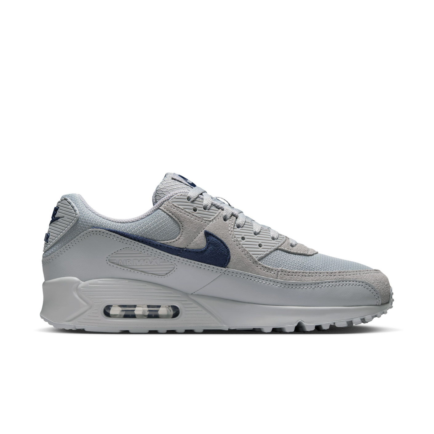 Nike Air Max 90 Baskets Gris Gris Argenté Bleu Foncé