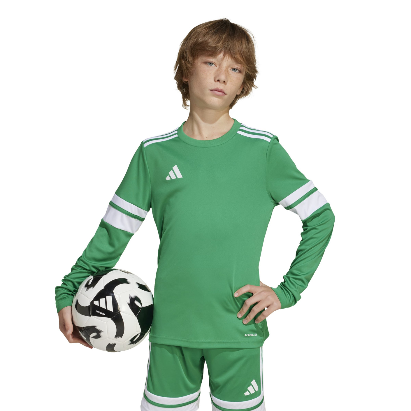 Maillot de football à manches longues adidas Squadra 25 pour enfants, vert et blanc