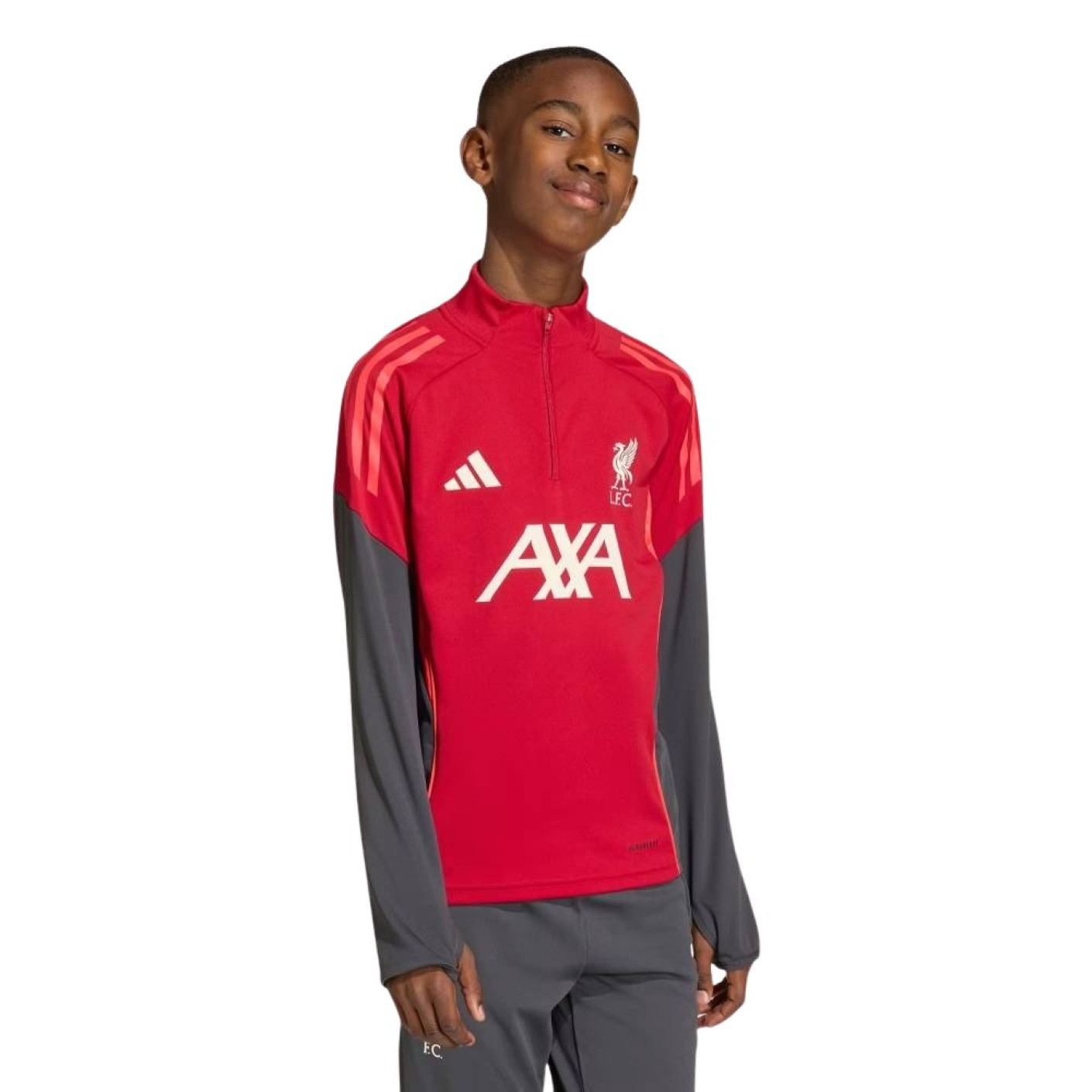 adidas Liverpool Trainingstrui 1/4-Zip 2025-2026 Kids Rood Grijs