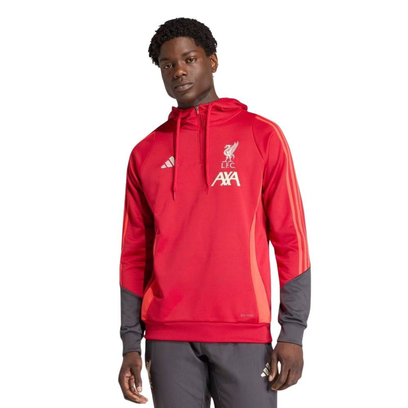 adidas Liverpool Track Sweat à Capuche 1/4-Zip 2025-2026 Rouge Gris Argenté