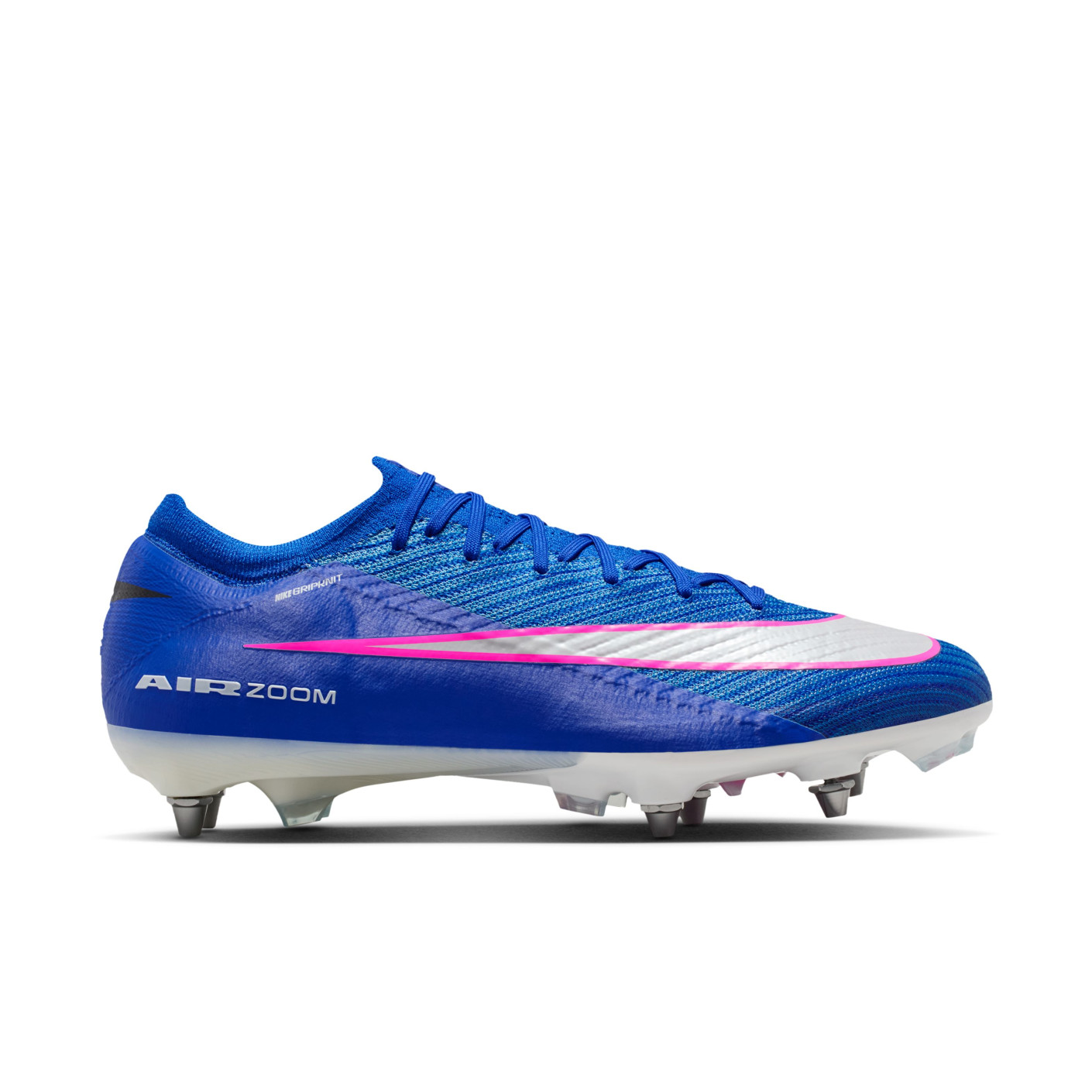 Nike Zoom Mercurial Vapor 16 Elite Crampons Vissés Chaussures de Foot (SG) Pro Player Bleu Blanc Rose Vif
