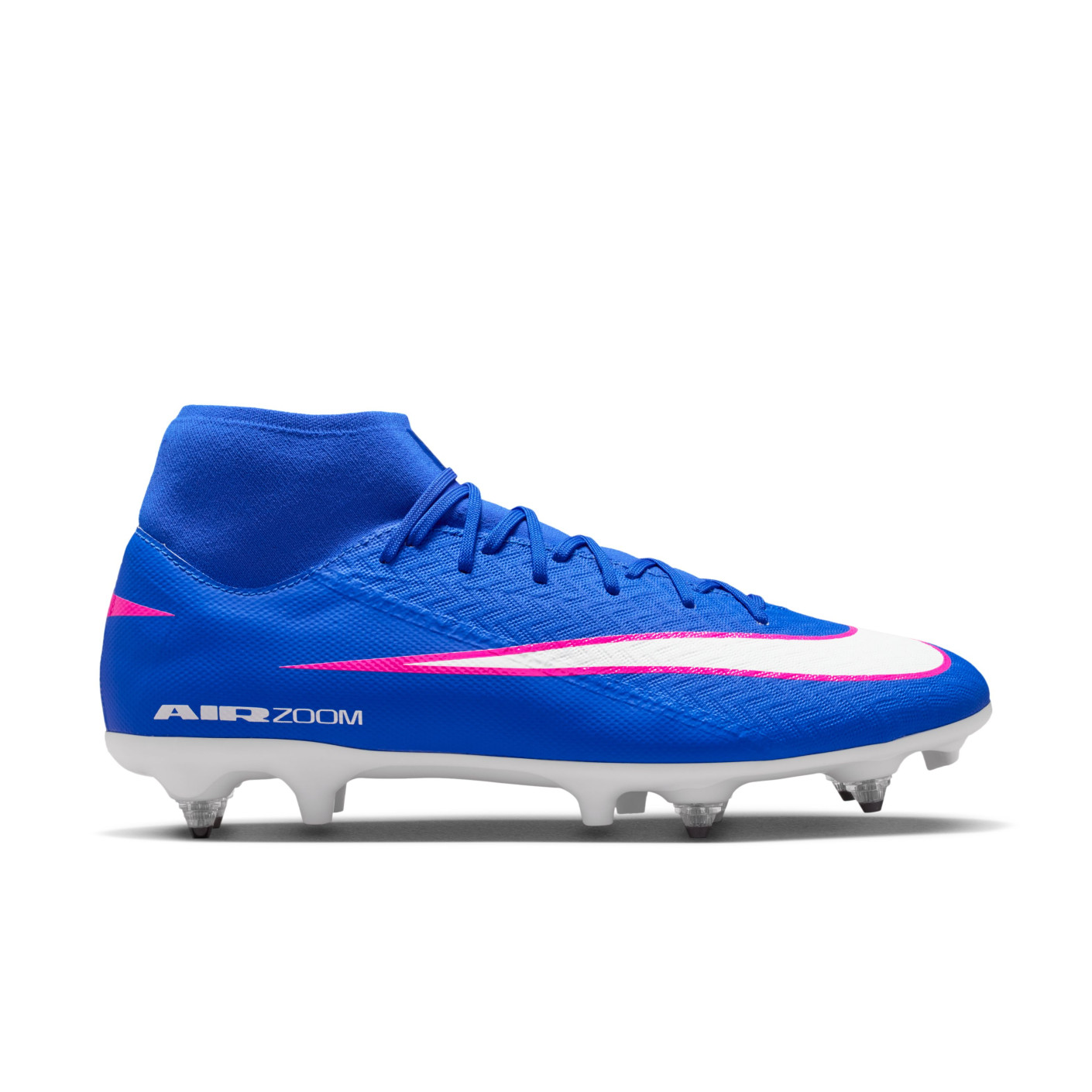 Nike Zoom Mercurial Superfly 10 Academy Crampons Vissés Chaussures de Foot (SG) Bleu Blanc Rose Vif