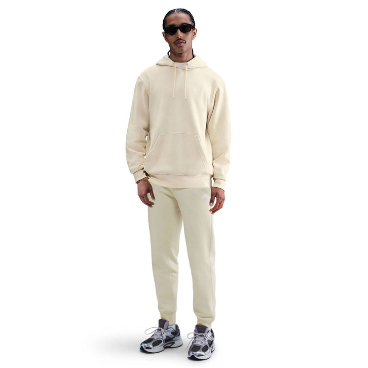 Combinaison de jogging en polaire Nike Sportswear Club à capuche beige clair blanc