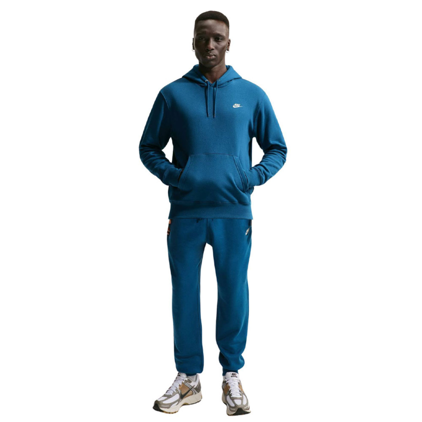 Combinaison de jogging en polaire Nike Sportswear Club à capuche bleu foncé beige clair
