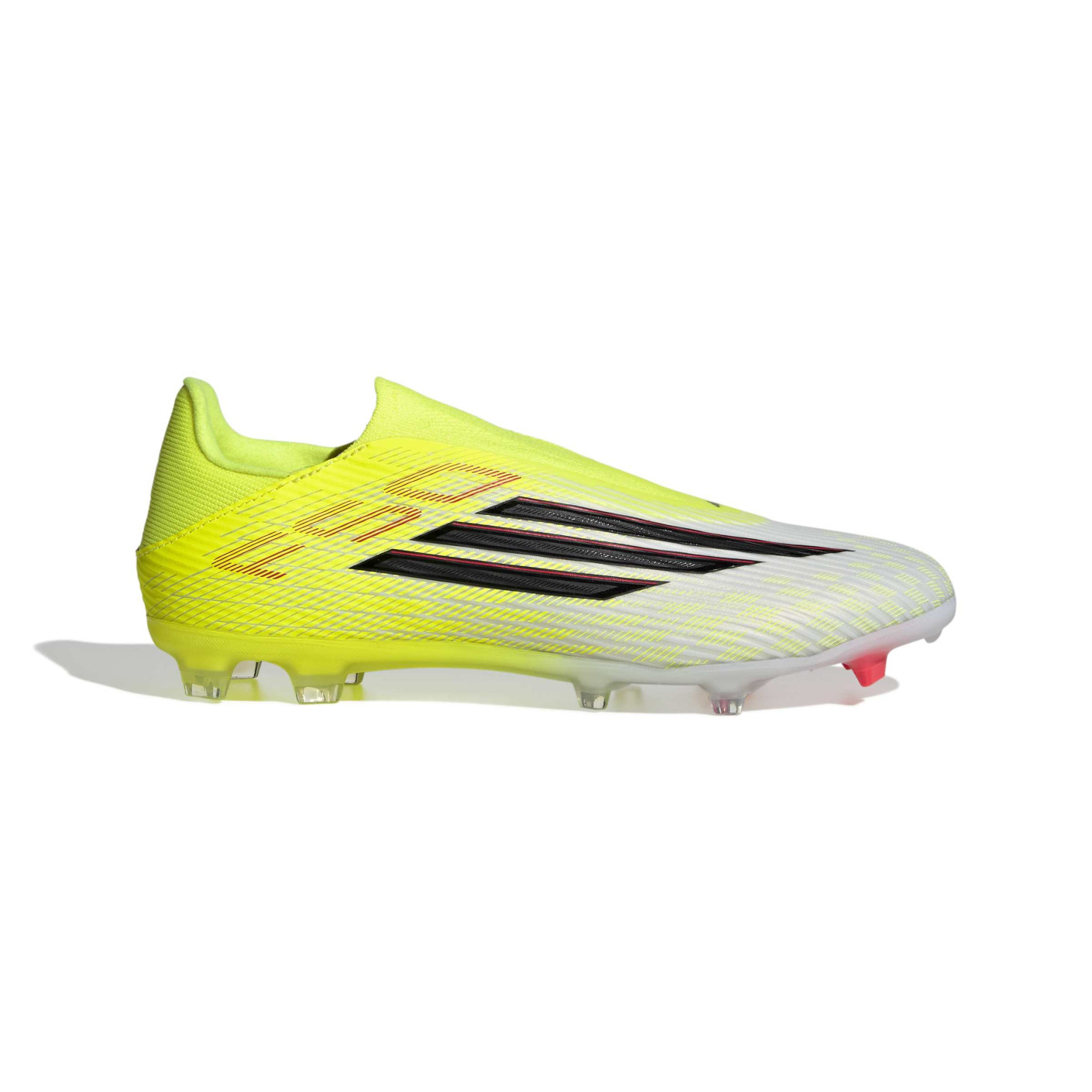 adidas F50 League Sans Lacets Gazon Naturel Artificiel Chaussures de Foot (MG) Néon Jaune Noir Rouge