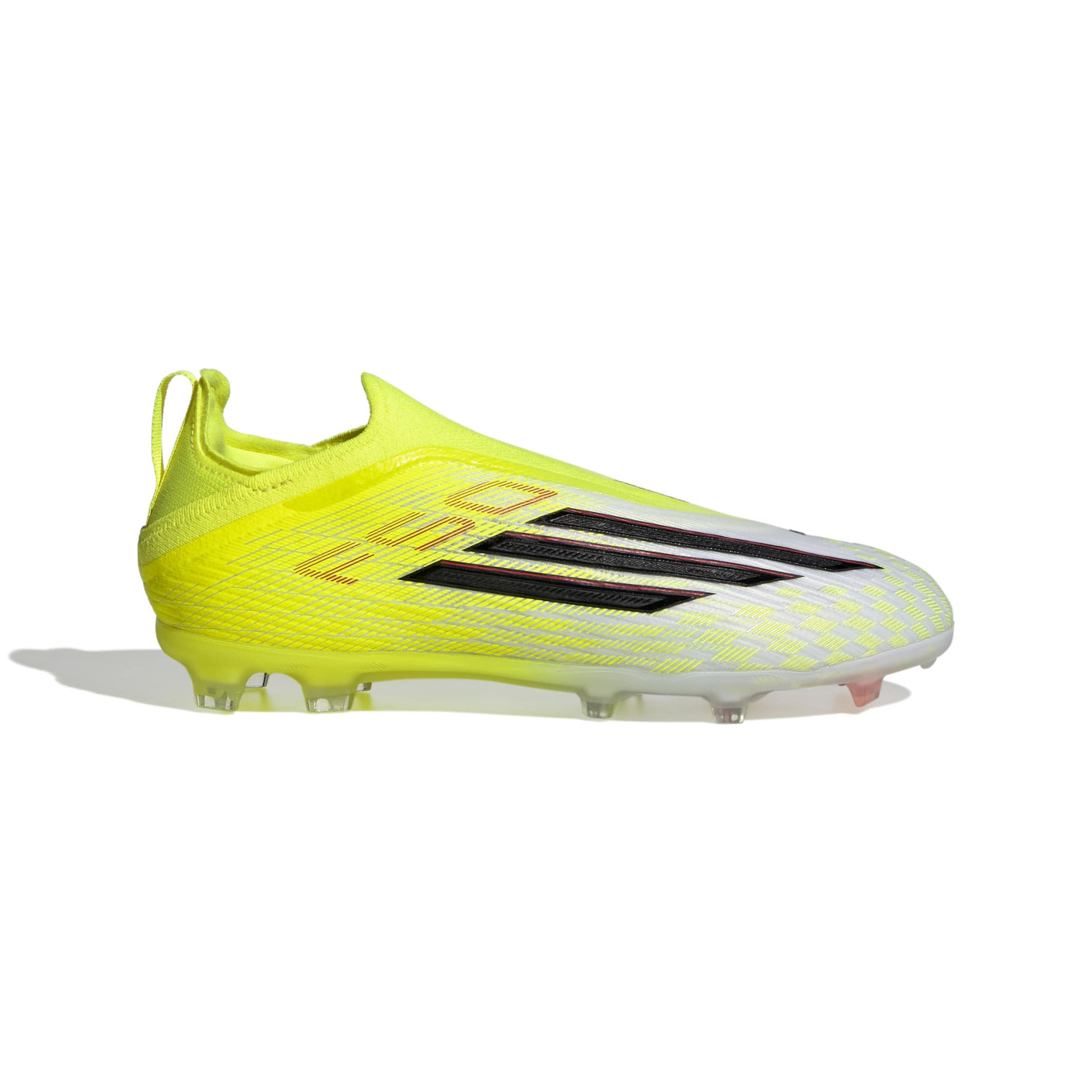 adidas F50 Elite Sans Lacets Gazon Naturel Chaussures de Foot (FG) Enfants Néon Jaune Noir Rouge
