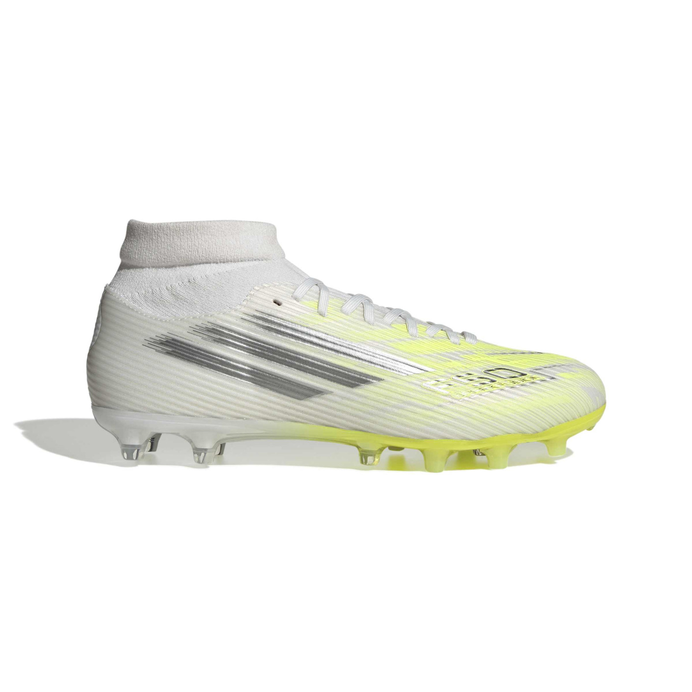 adidas F50 Sparkfusion League Gazon Naturel Artificiel Chaussures de Foot (MG) Femmes Blanc Gris Néon Jaune